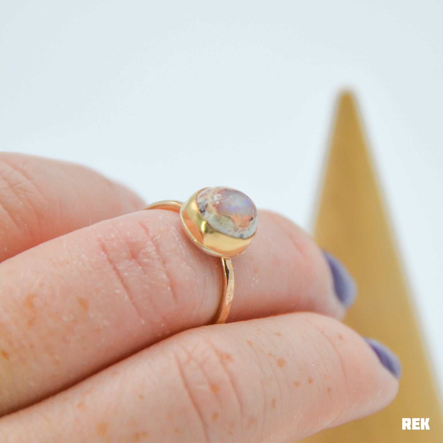 Gold fill Mexican Fire Opal Size 6.5