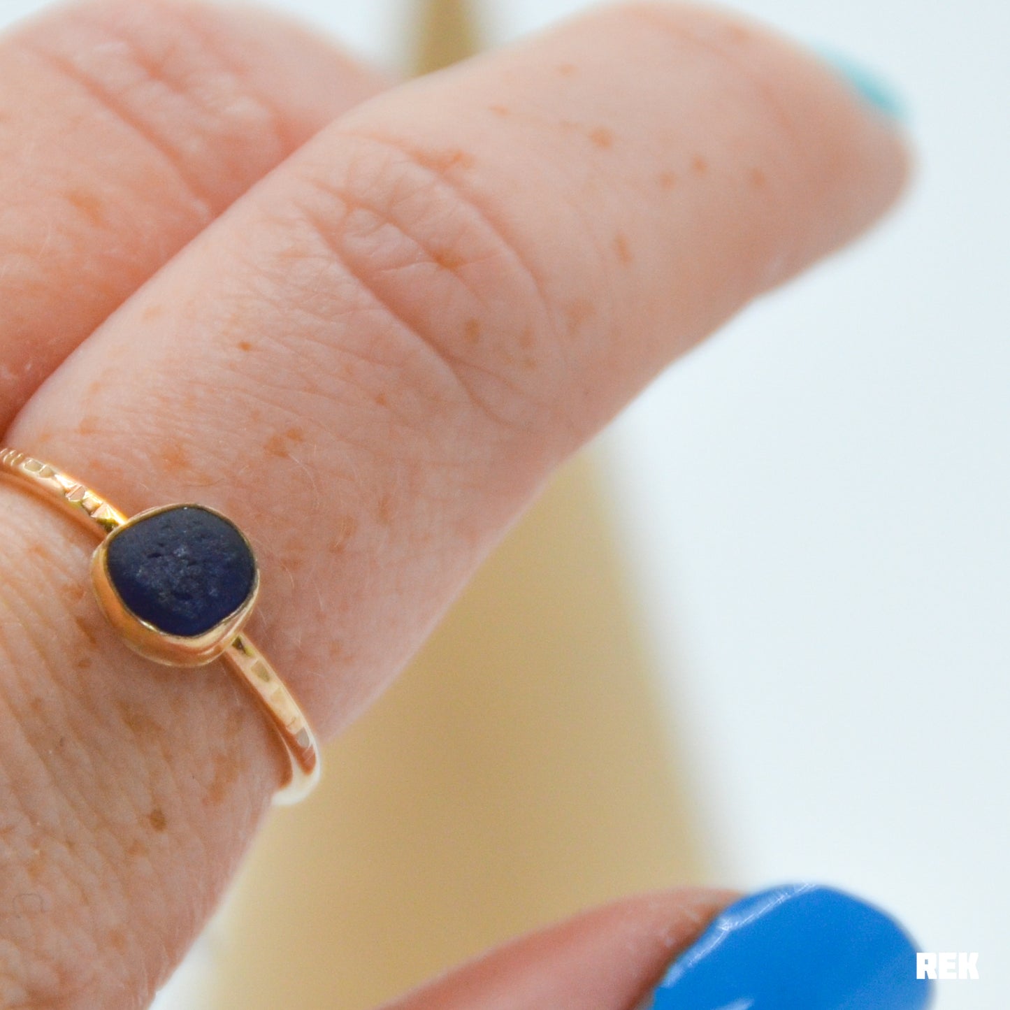 Gold Fill Cobalt Sea glass size 8.25