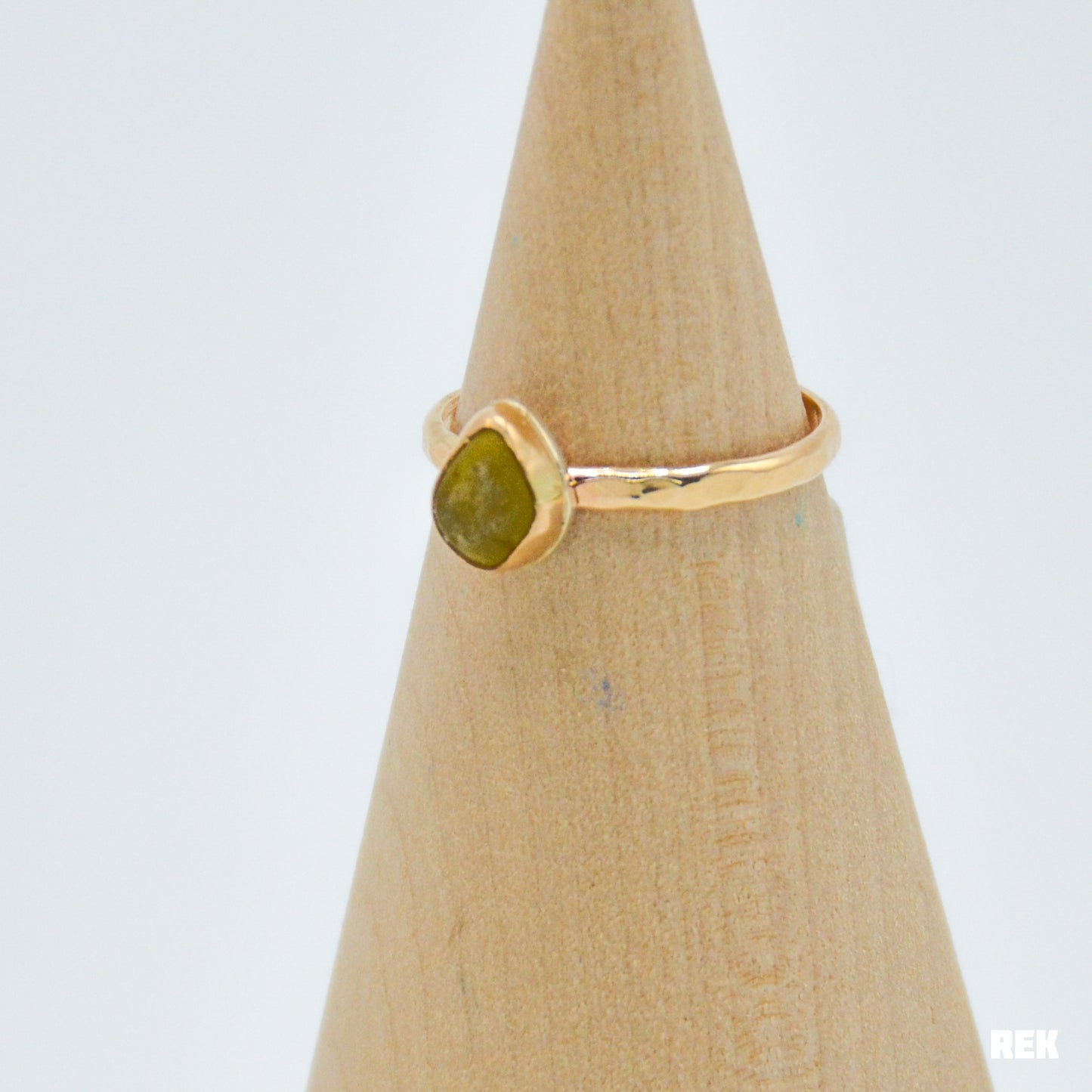 Gold Fill yellow sea glass size 7.5