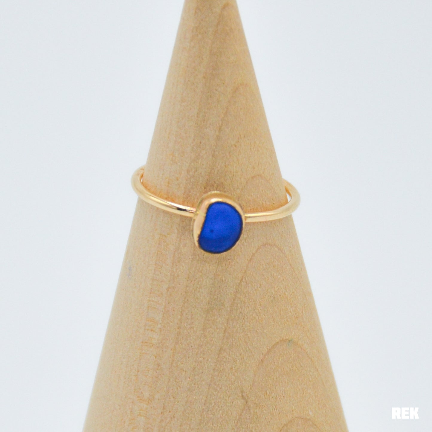 Gold Fill Dark Cornflower Sea glass size 7.5