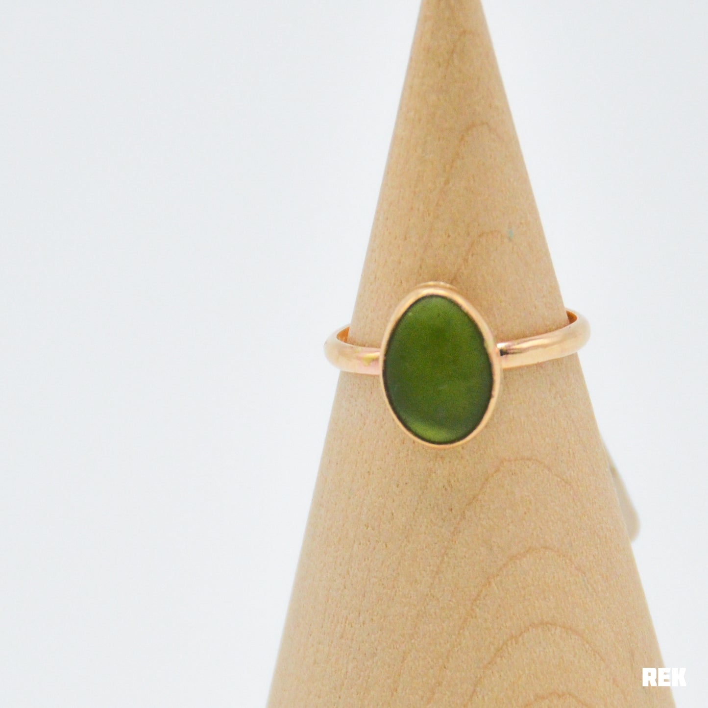 Gold fill olive green sea glass size 7