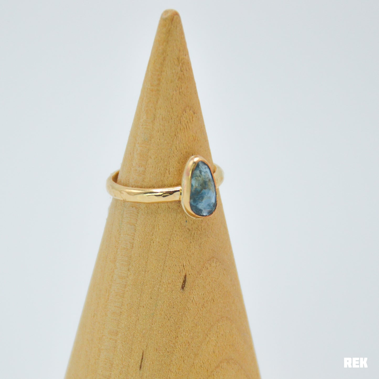Gold Fill rose cut moss aquamarine Size 7.5