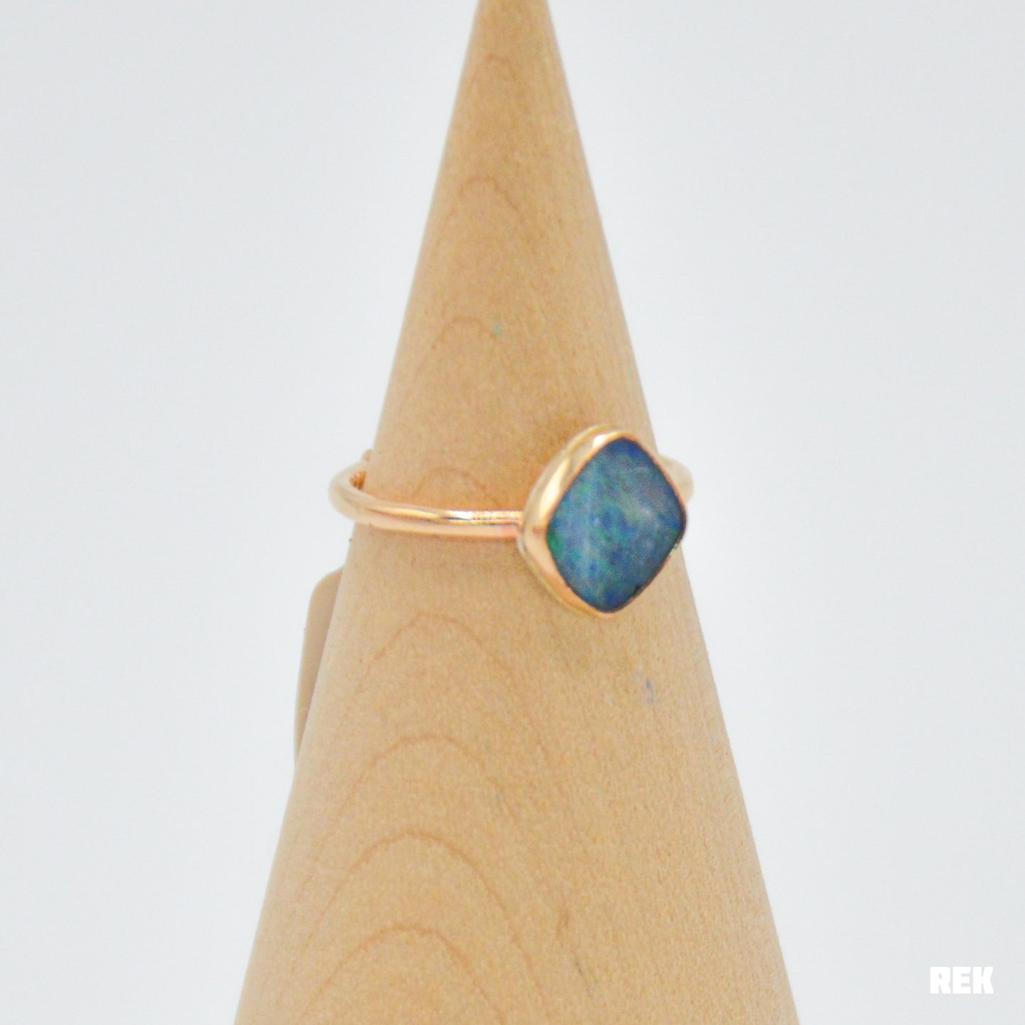 Gold fill geometric Australian opal size 7