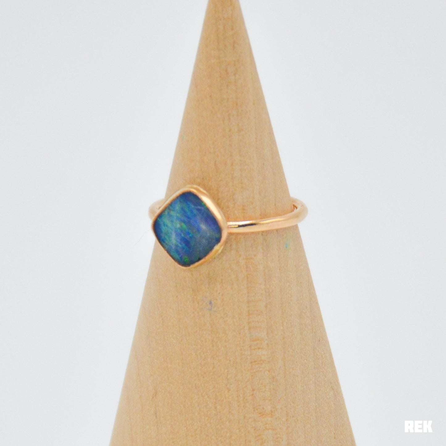Gold fill geometric Australian opal size 7