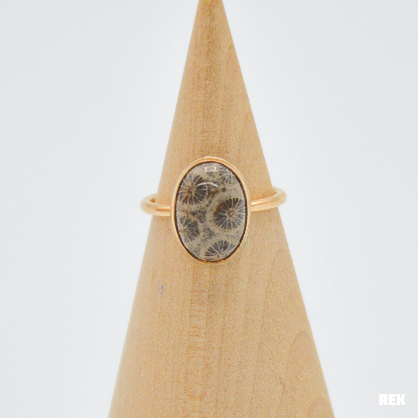 Gold fill fossilized coral size 6.75
