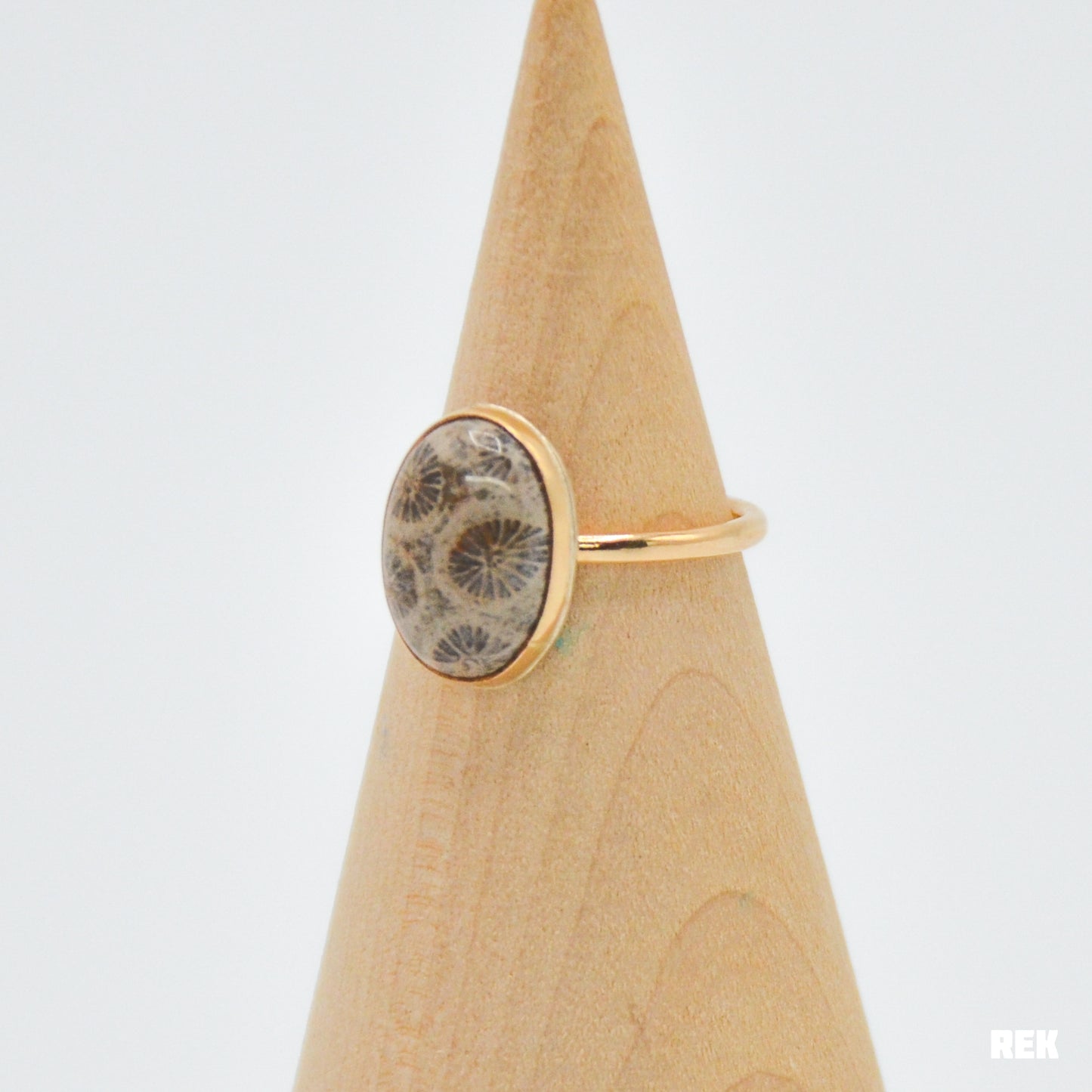 Gold fill fossilized coral size 6.75