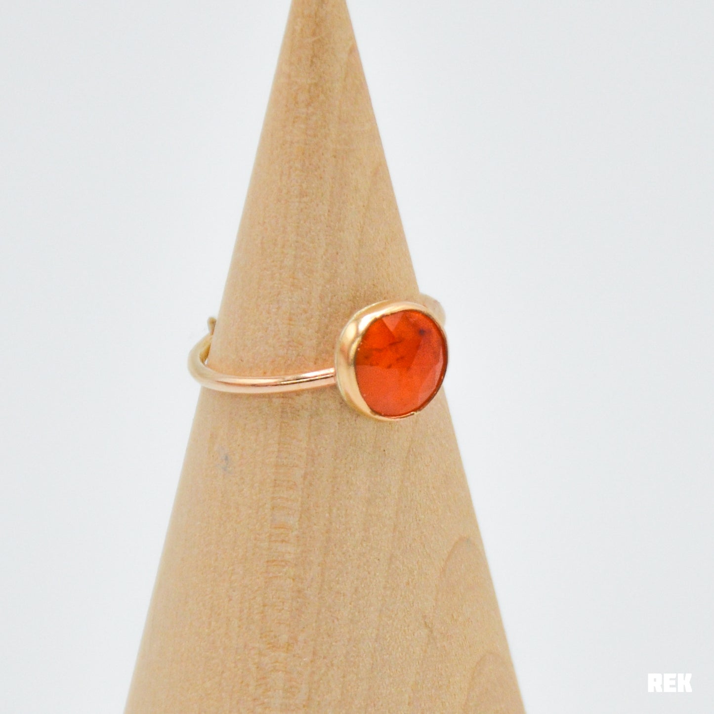 Gold fill rose cut carnelian size 8