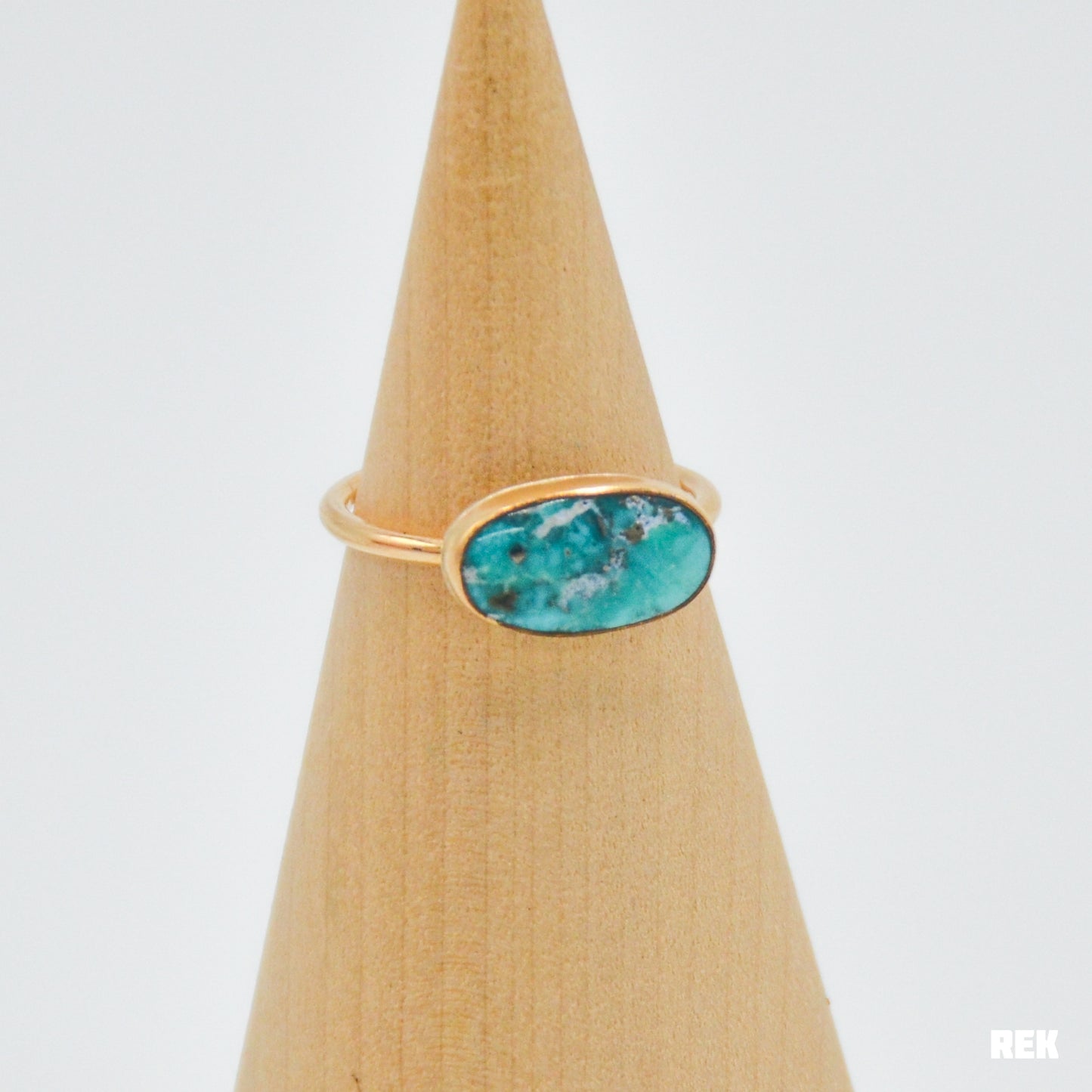Gold fill horizontal whitewater turquoise size 8