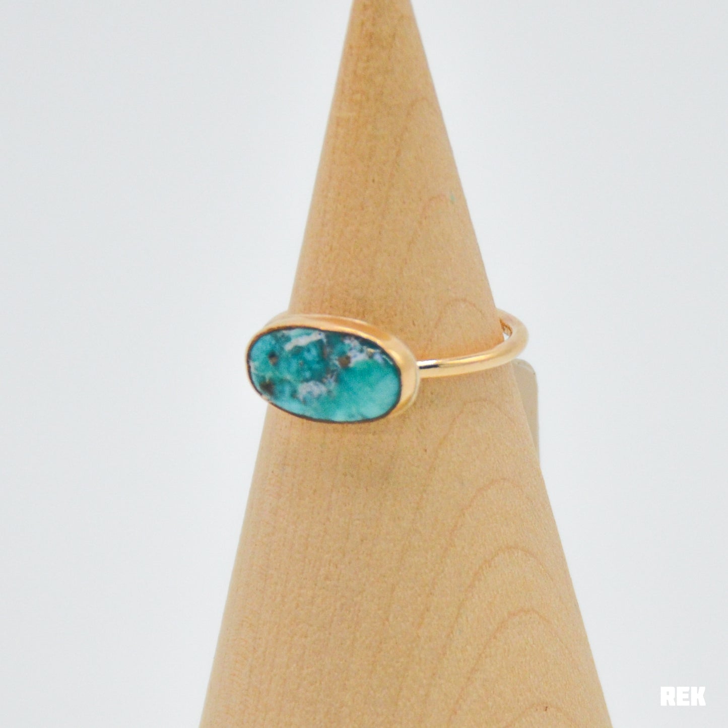 Gold fill horizontal whitewater turquoise size 8