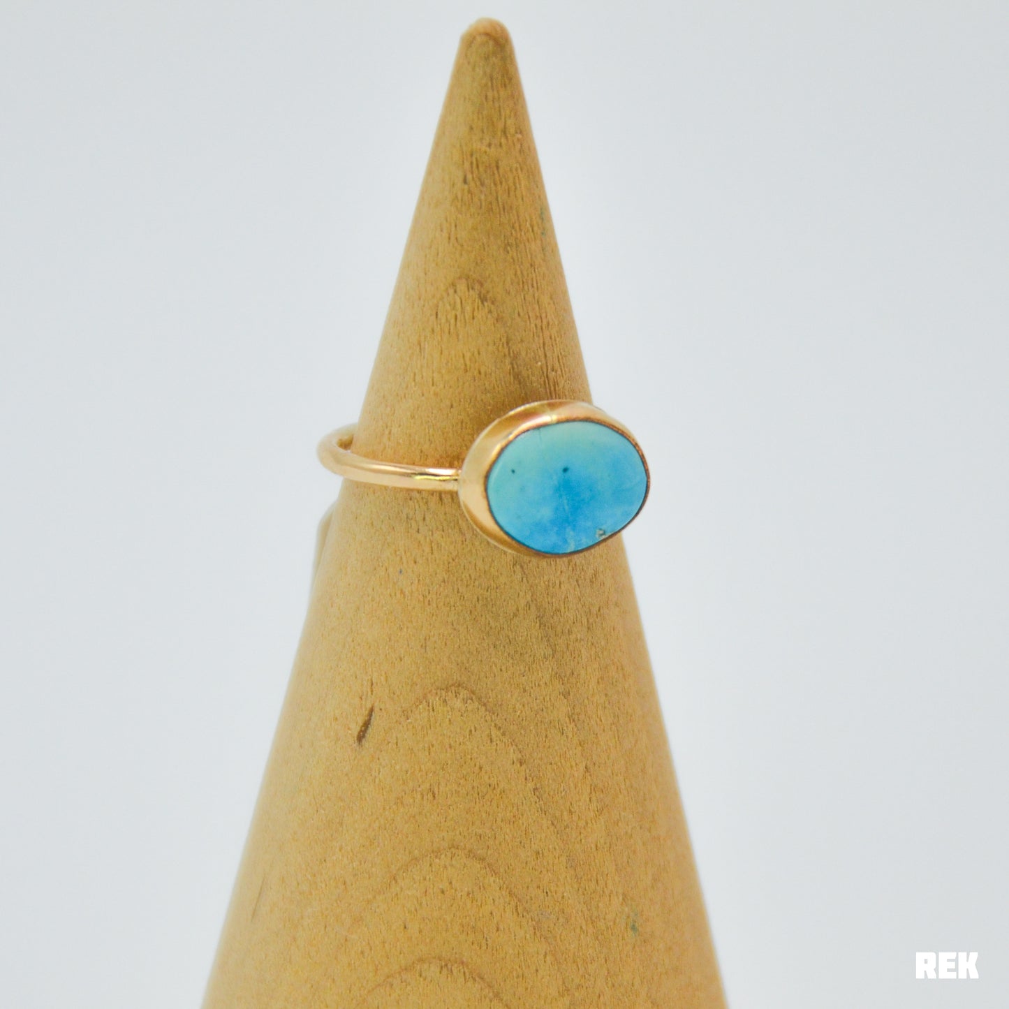 Gold fill white water turquoise Size 6.5