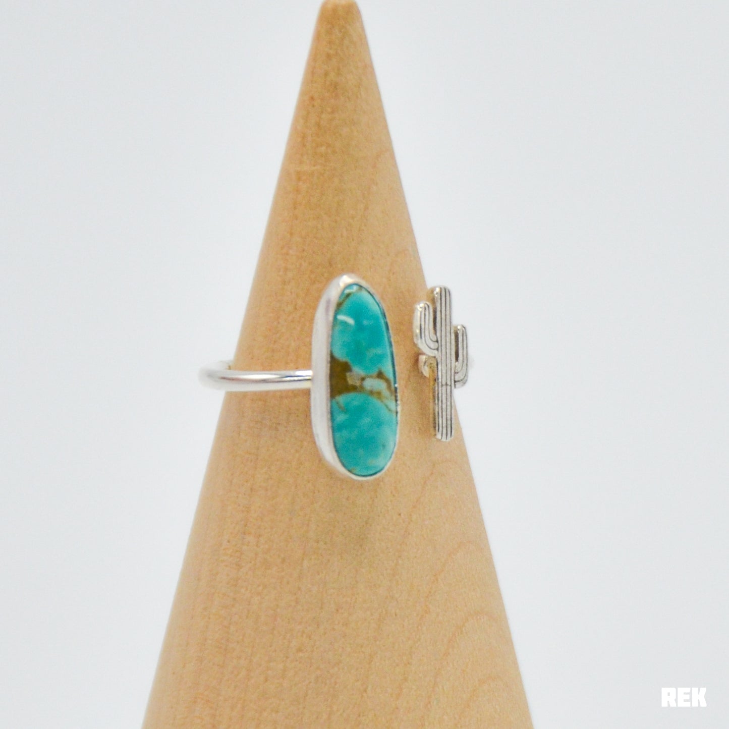 Adjustable Tyrone turquoise and cactus size 7