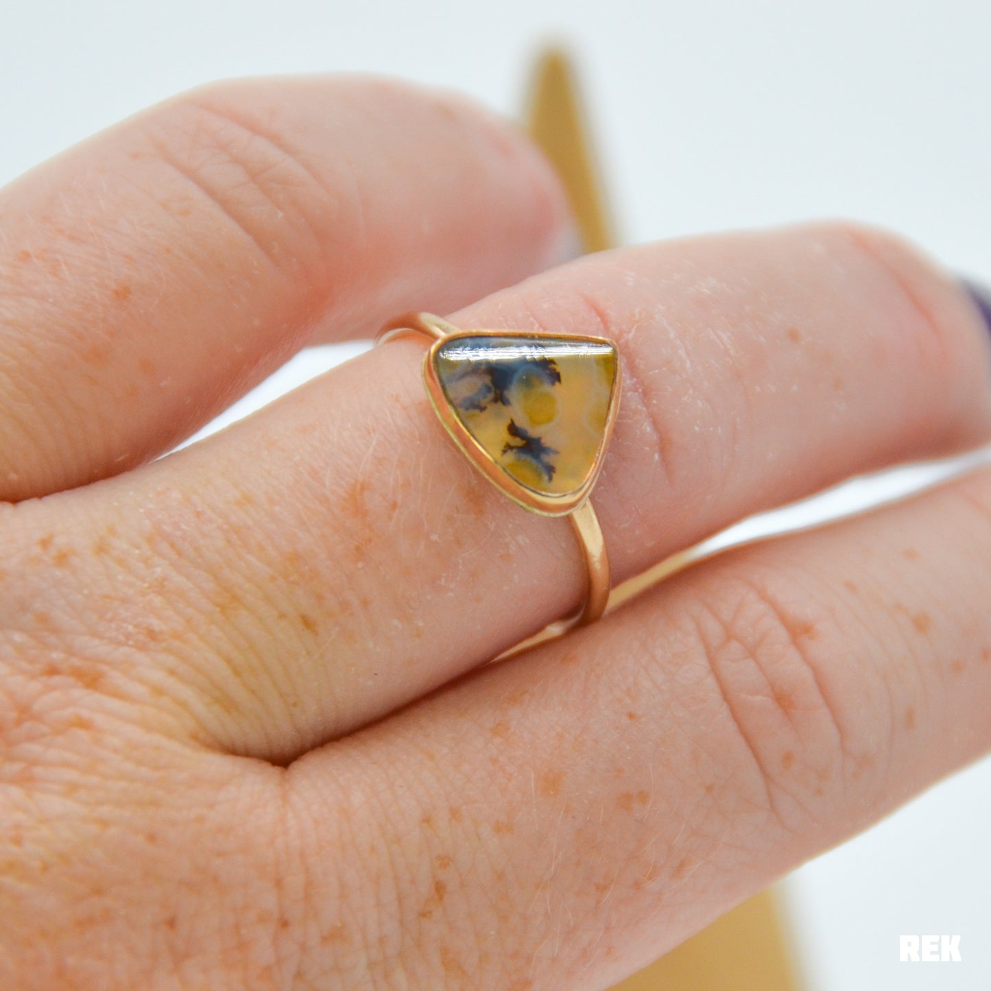 Gold Fill Dendritic Agate Size 8.5
