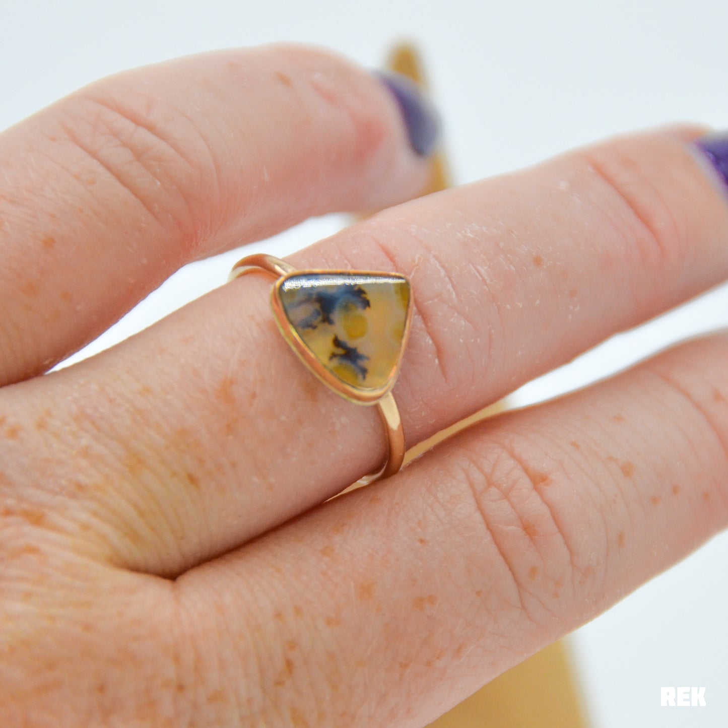 Gold Fill Dendritic Agate Size 8.5