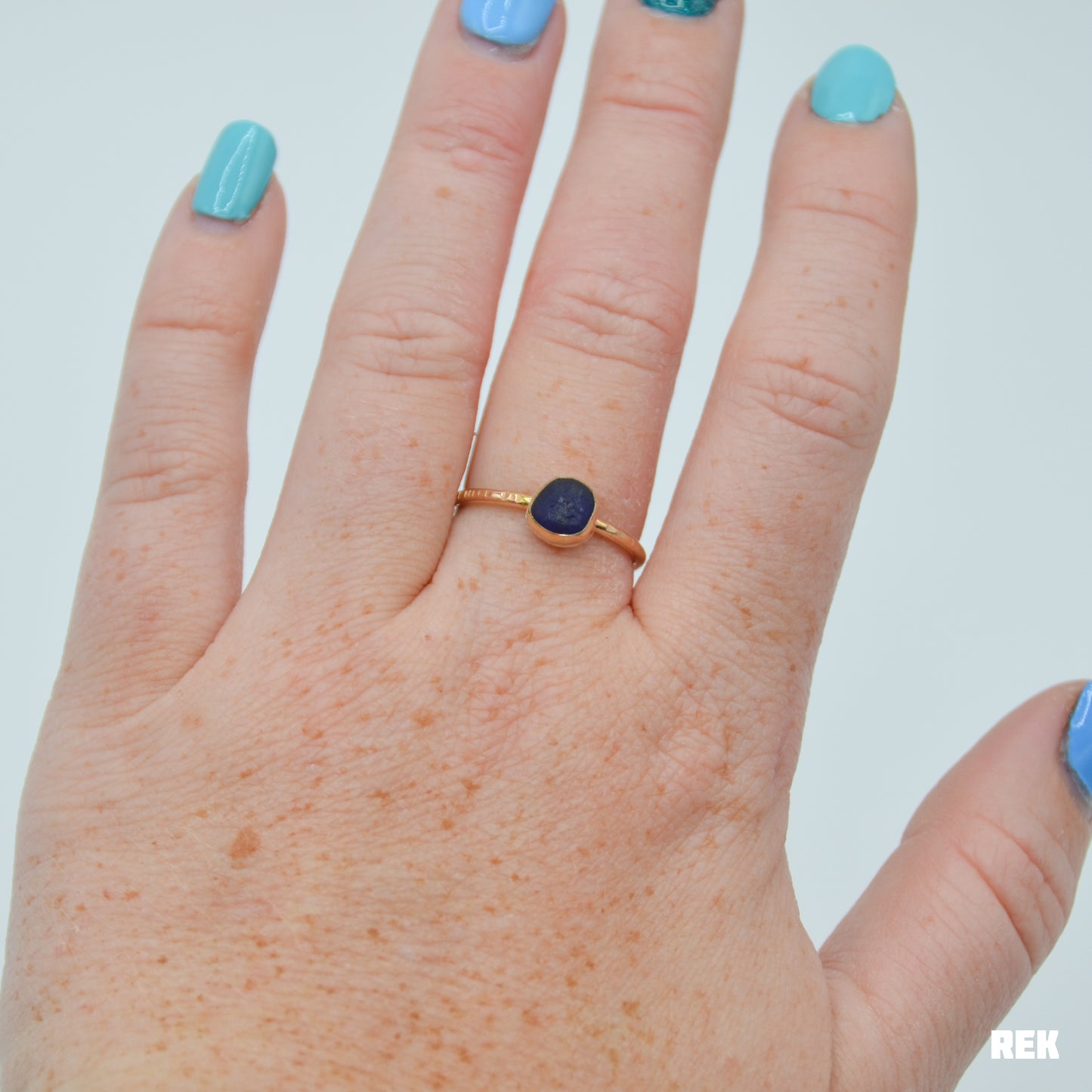 Gold Fill Cobalt Sea glass size 8.25