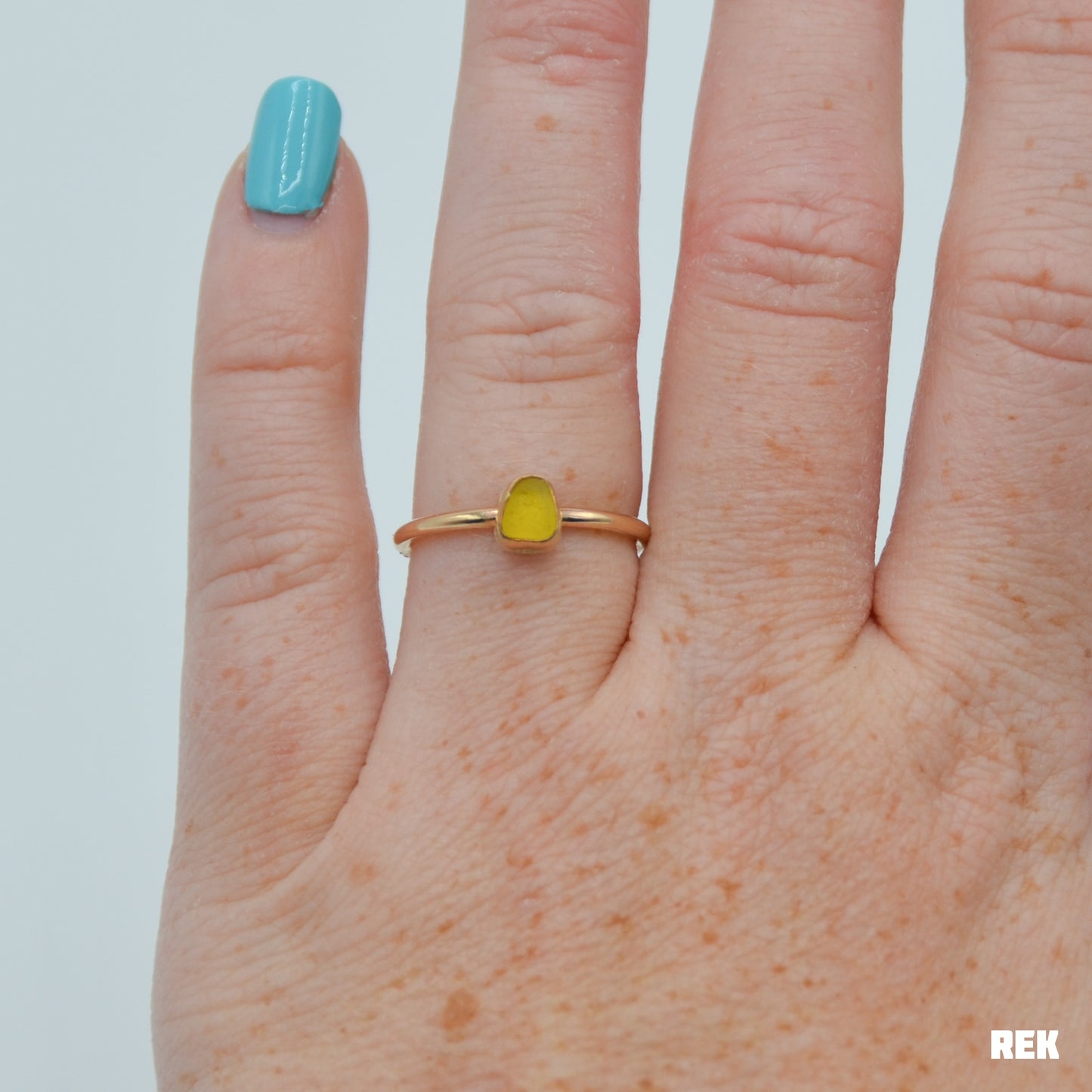 Gold fill yellow sea glass size 7.25