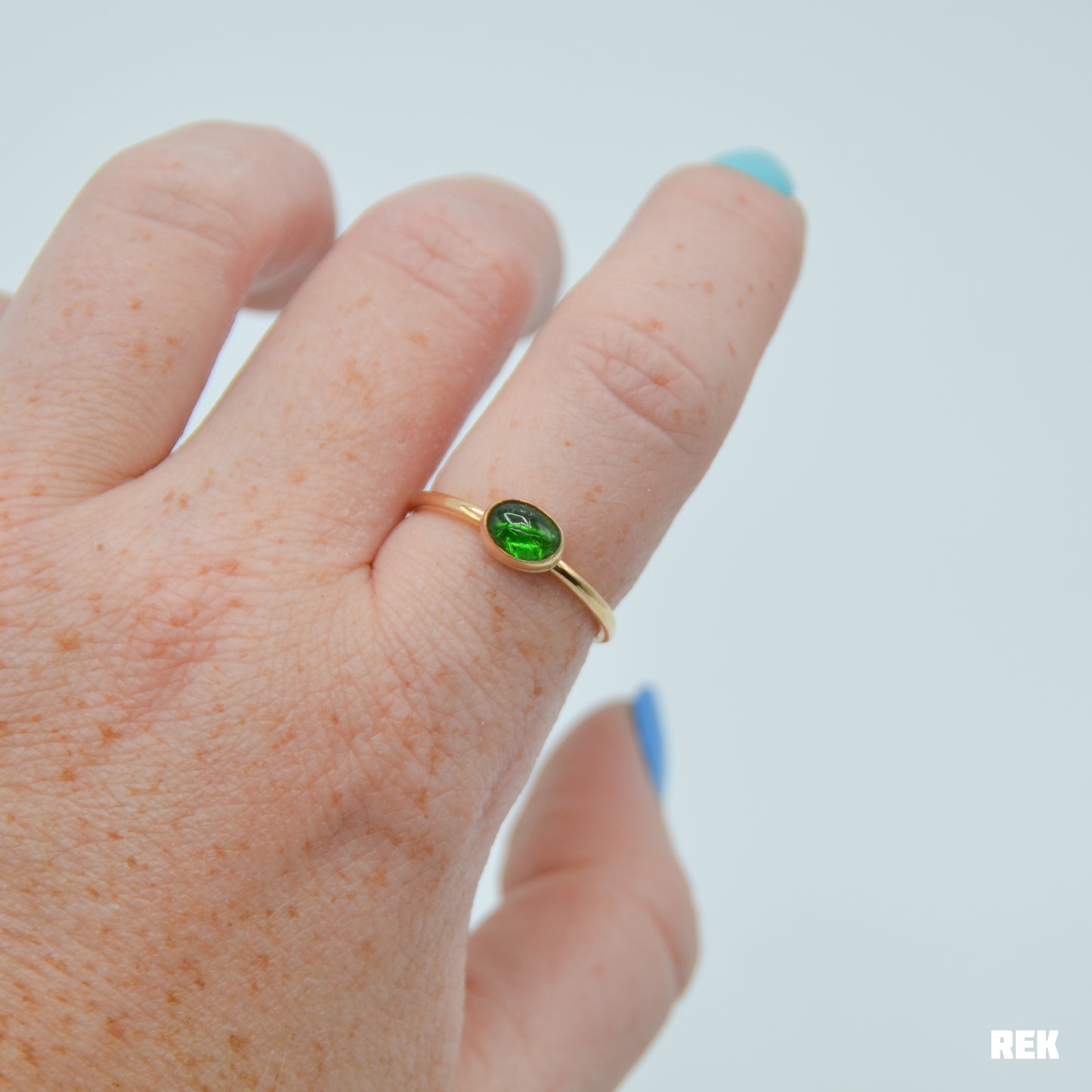 Gold fill horizontal green tourmaline size 8.25