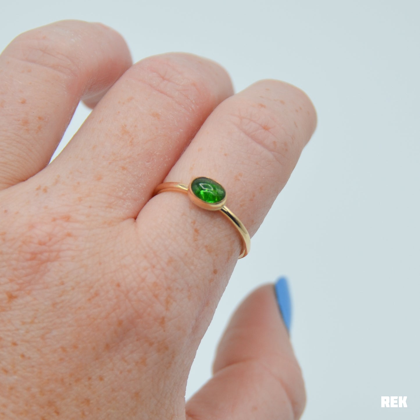 Gold fill horizontal green tourmaline size 8.25