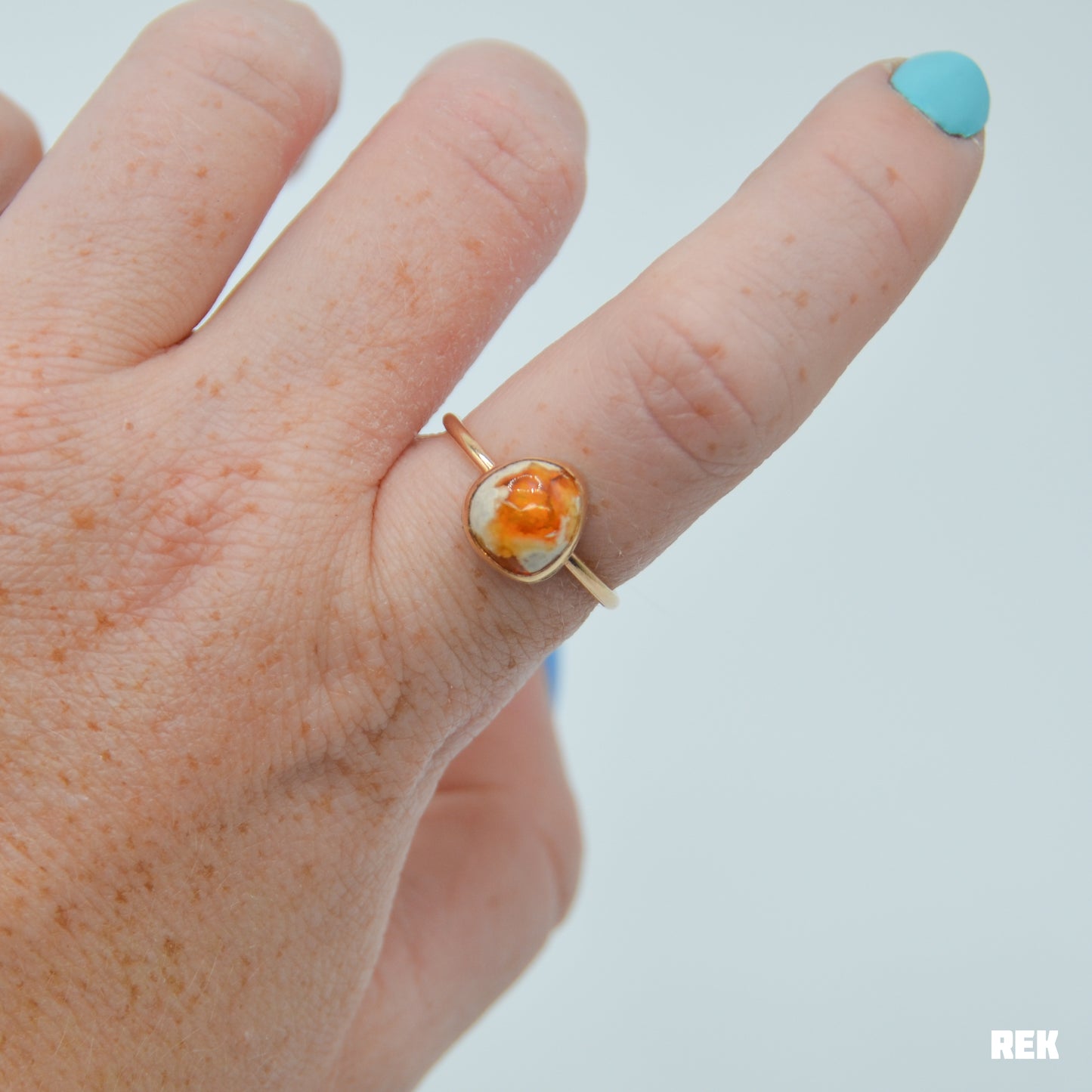 Gold fill Mexican fire opal size 9