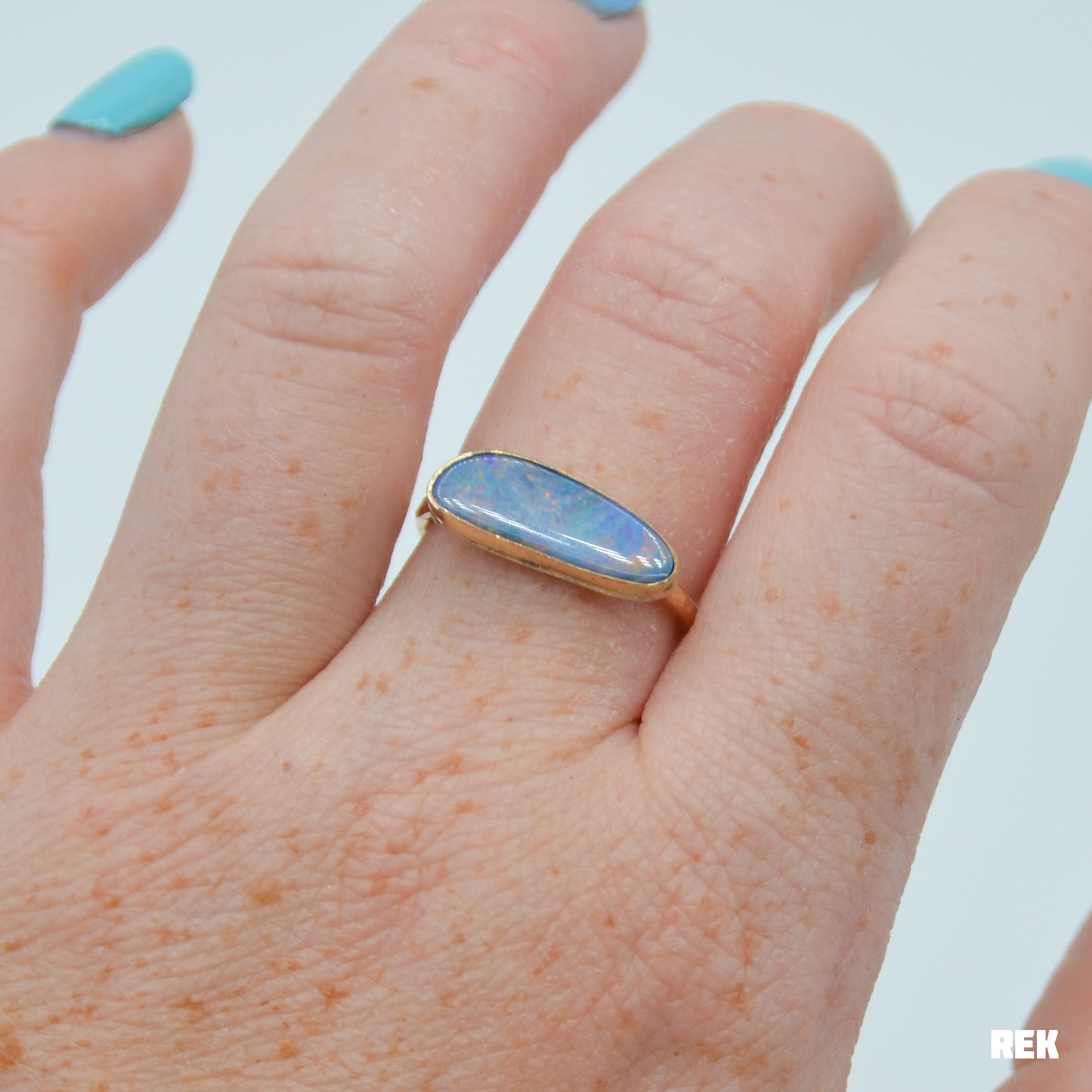 Gold fill horizontal Australian opal size 8.5