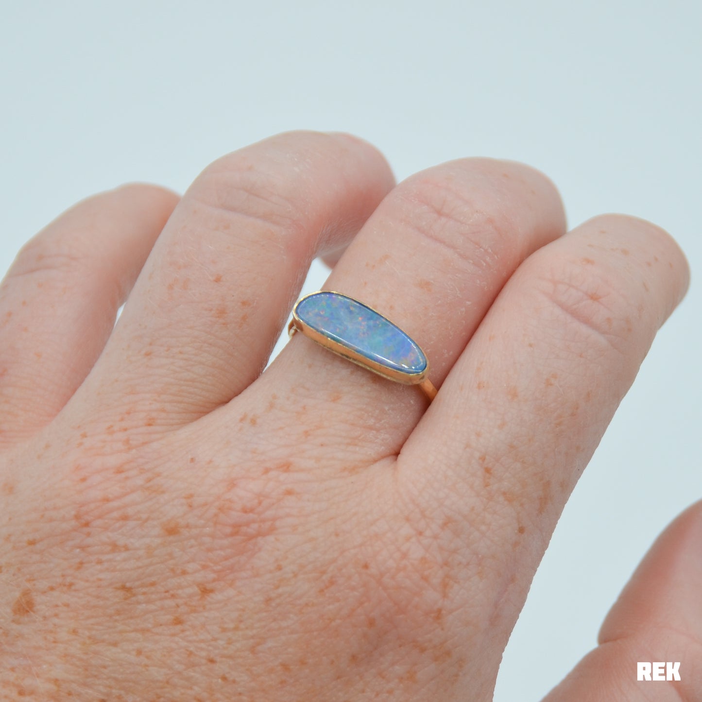Gold fill horizontal Australian opal size 8.5