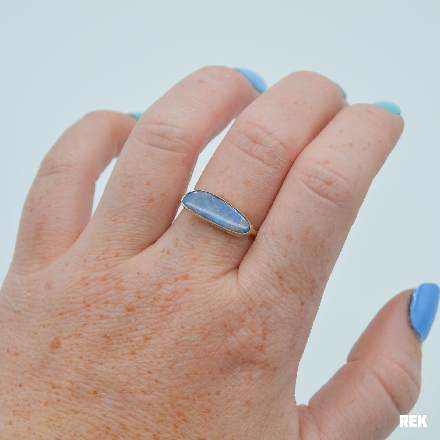 Gold fill horizontal Australian opal size 8.5