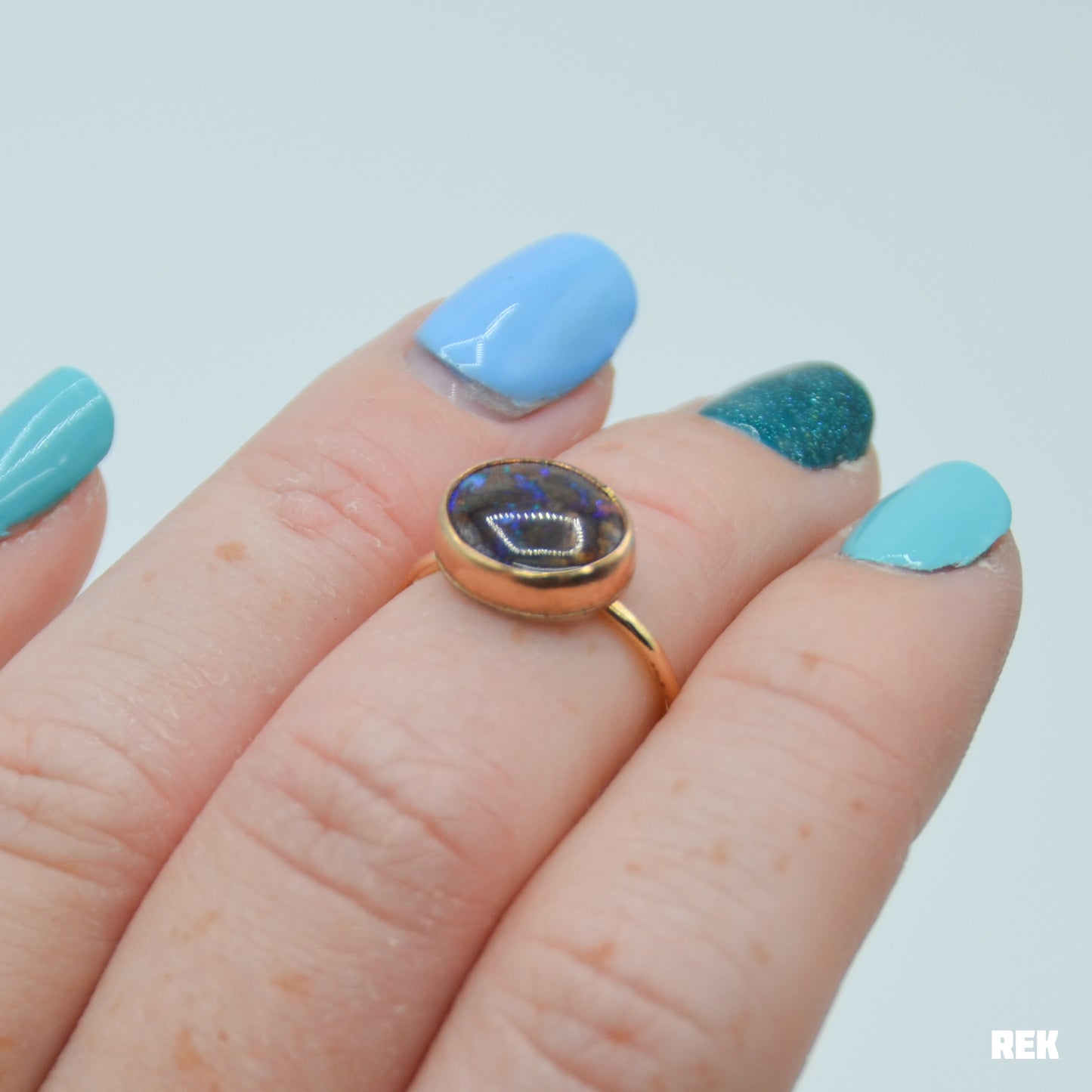 Gold fill Australian Boulder opal size 5