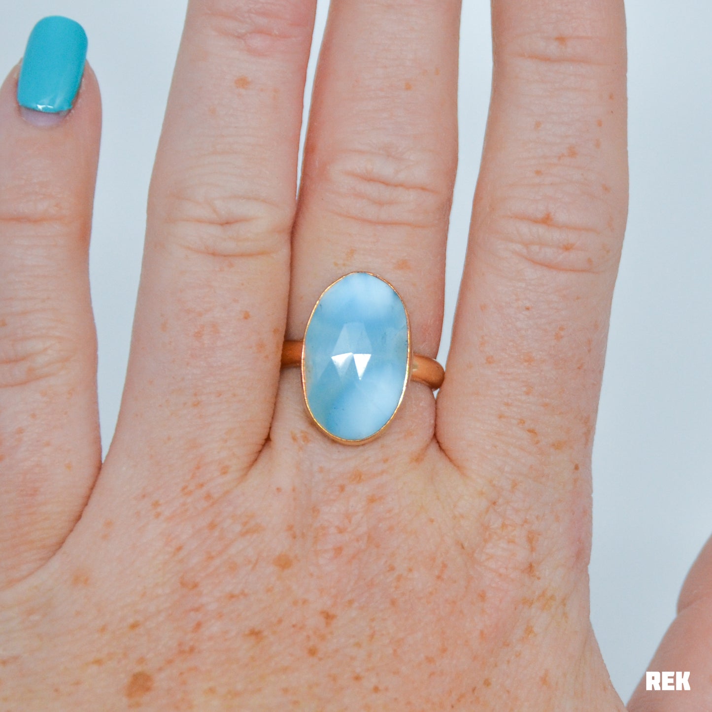 Gold fill xl rose cut larimar size 8