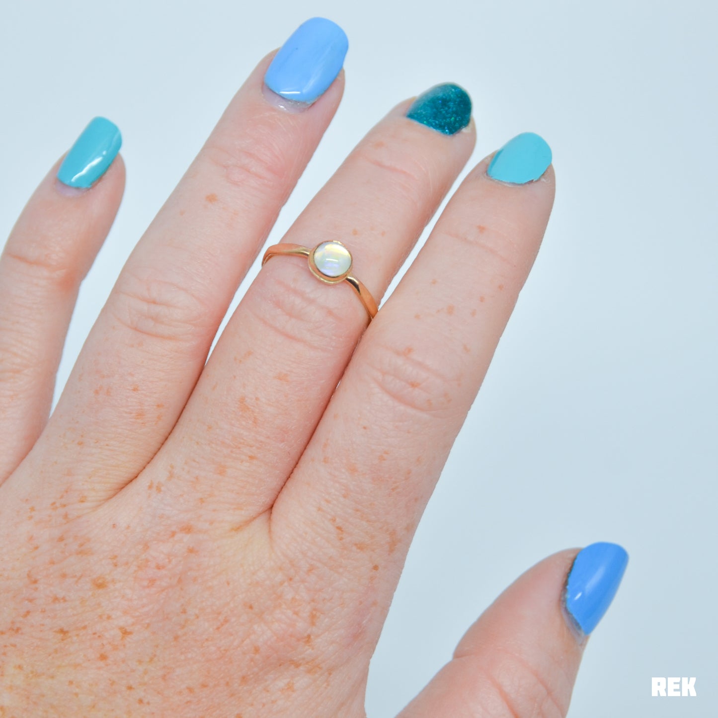 Gold fill solid Australian opal size 6.75