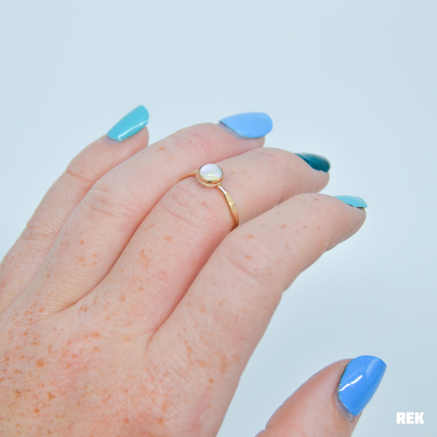 Gold fill solid Australian opal size 6.75