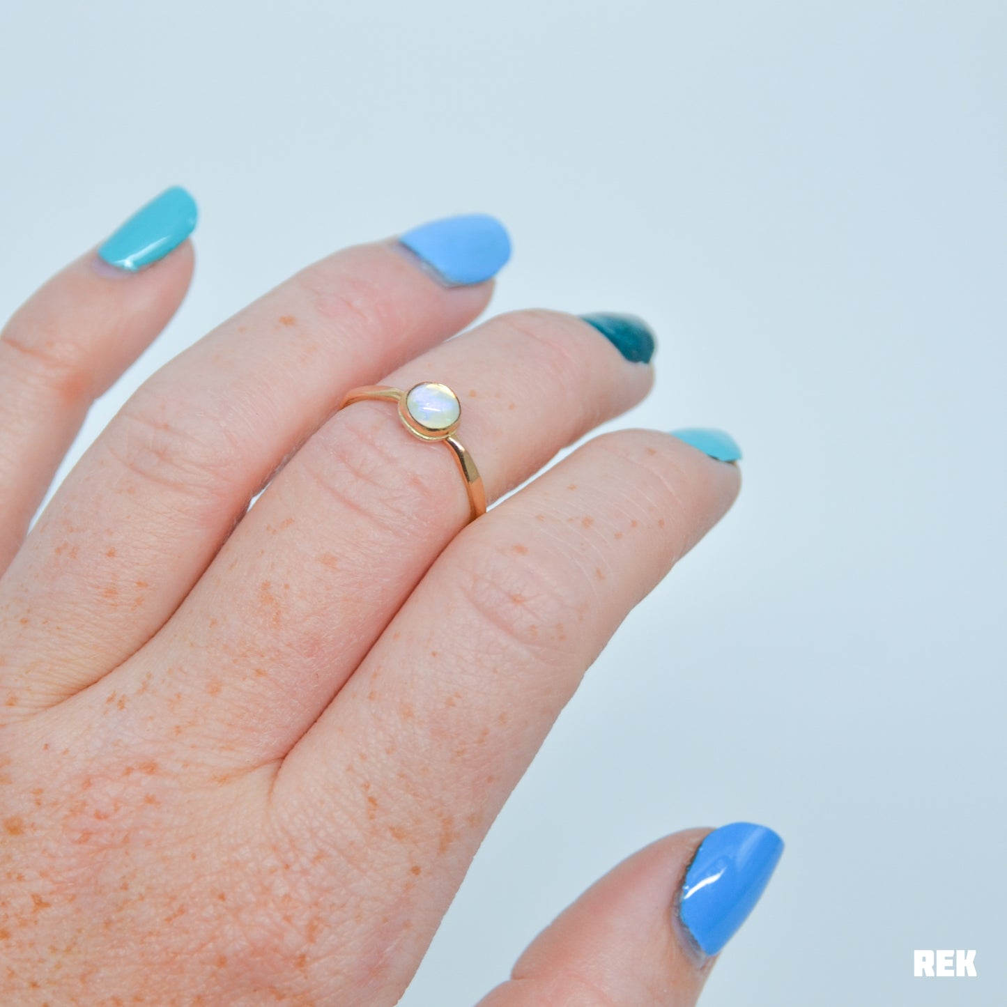 Gold fill solid Australian opal size 6.75