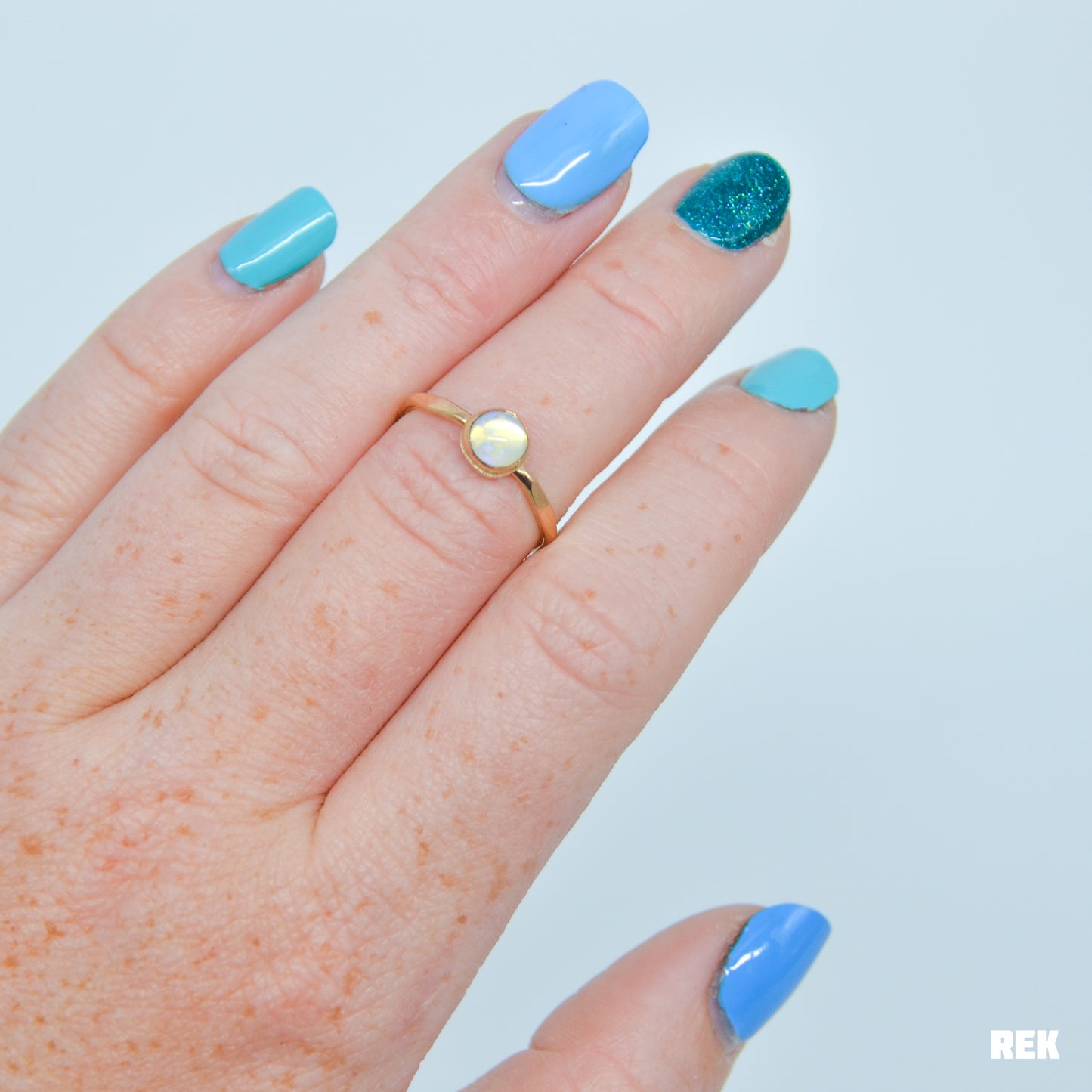 Gold fill solid Australian opal size 6.75
