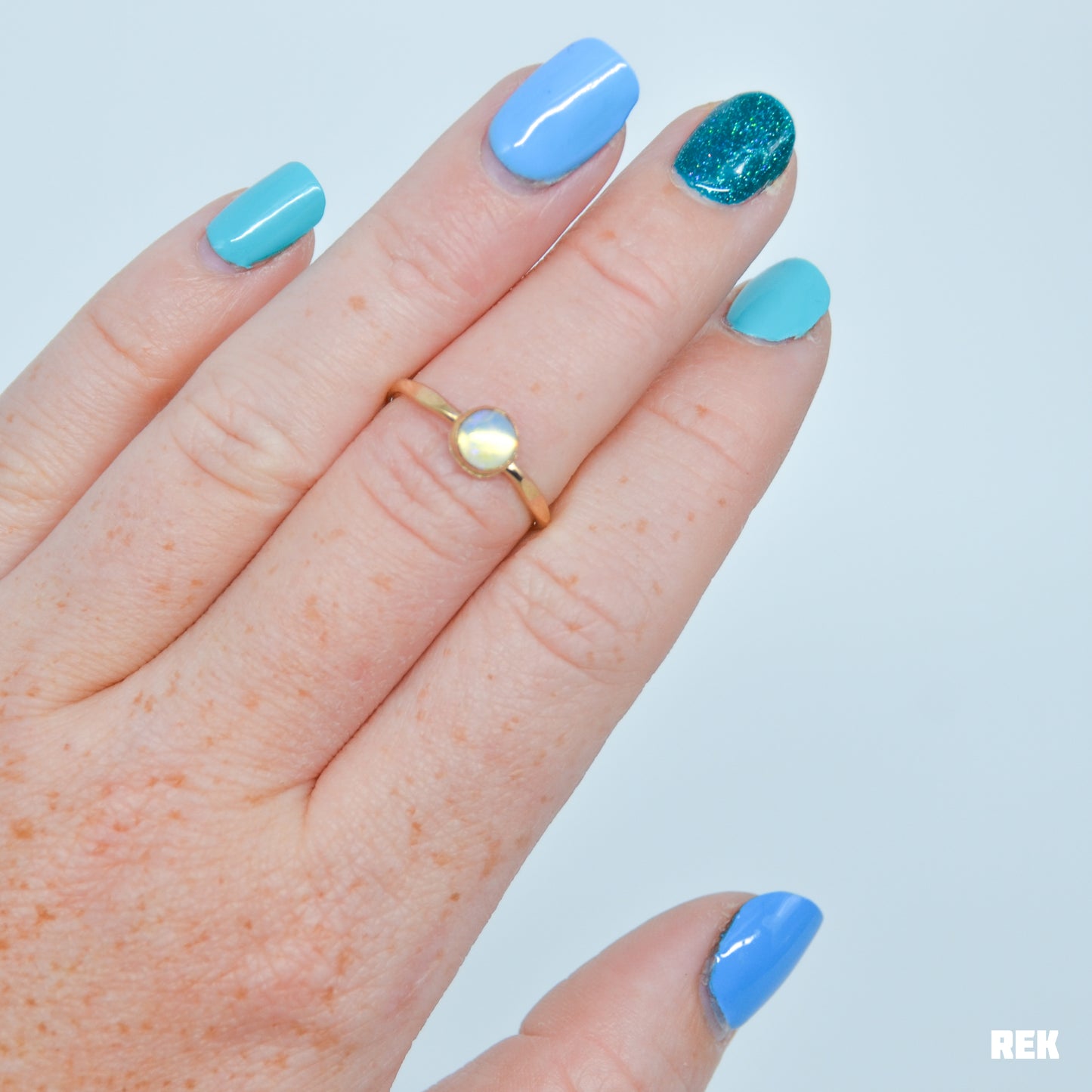 Gold fill solid Australian opal size 6.75