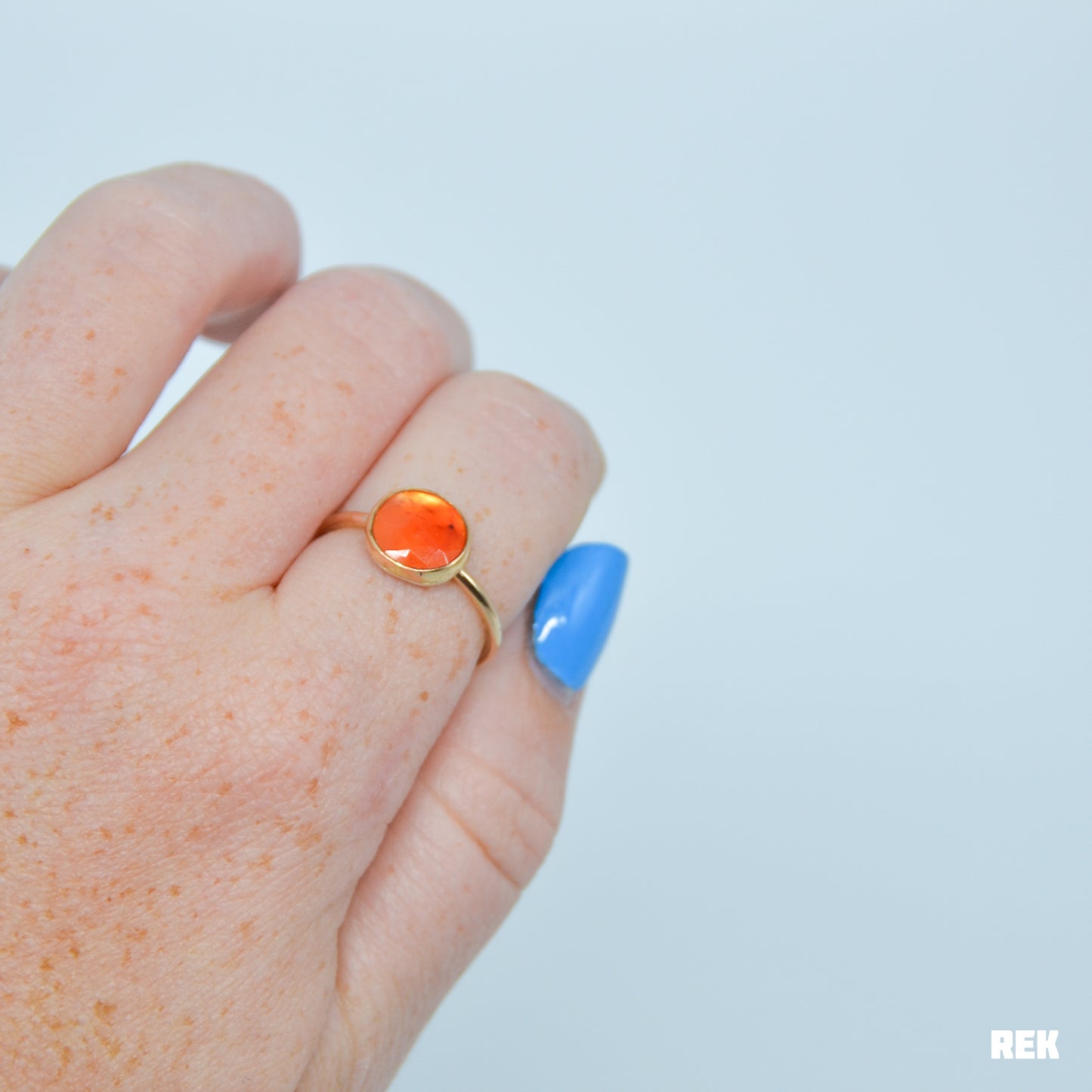 Gold fill rose cut carnelian size 8