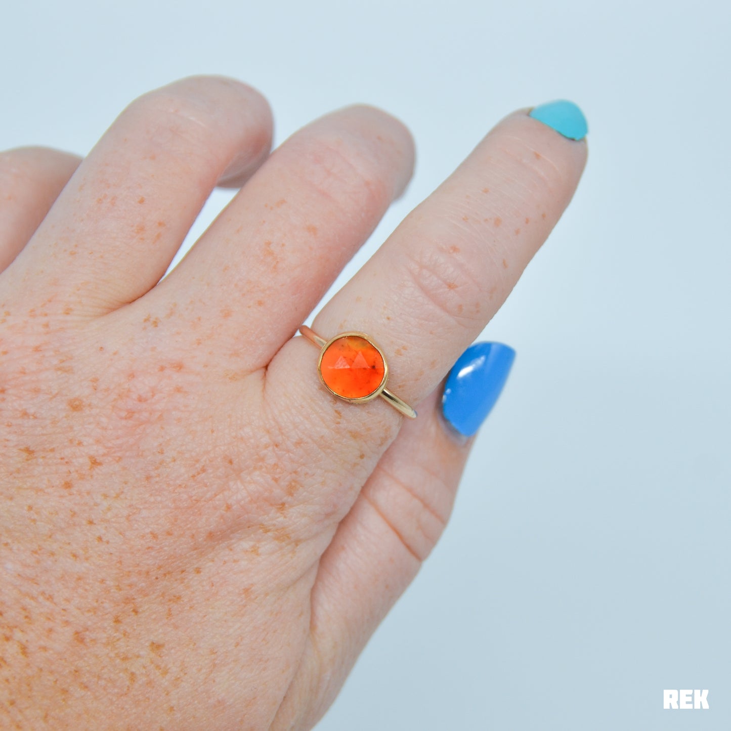 Gold fill rose cut carnelian size 8
