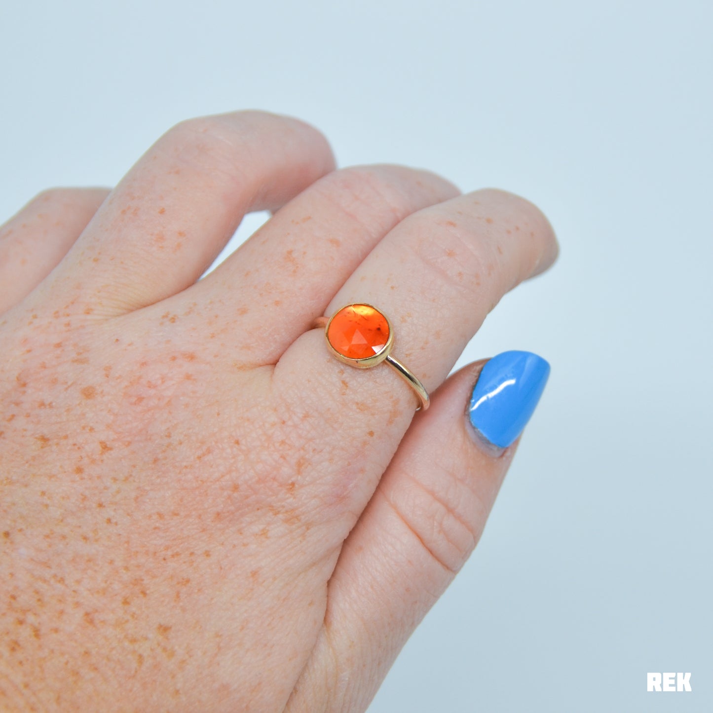 Gold fill rose cut carnelian size 8
