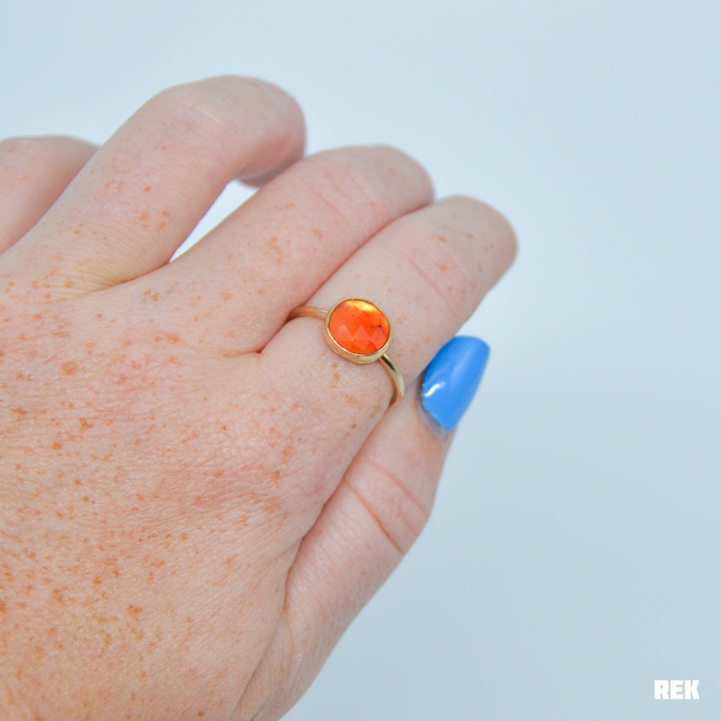 Gold fill rose cut carnelian size 8