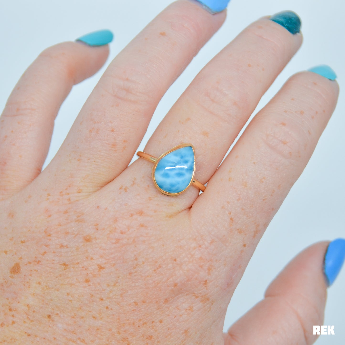 Gold fill pear larimar size 7.75
