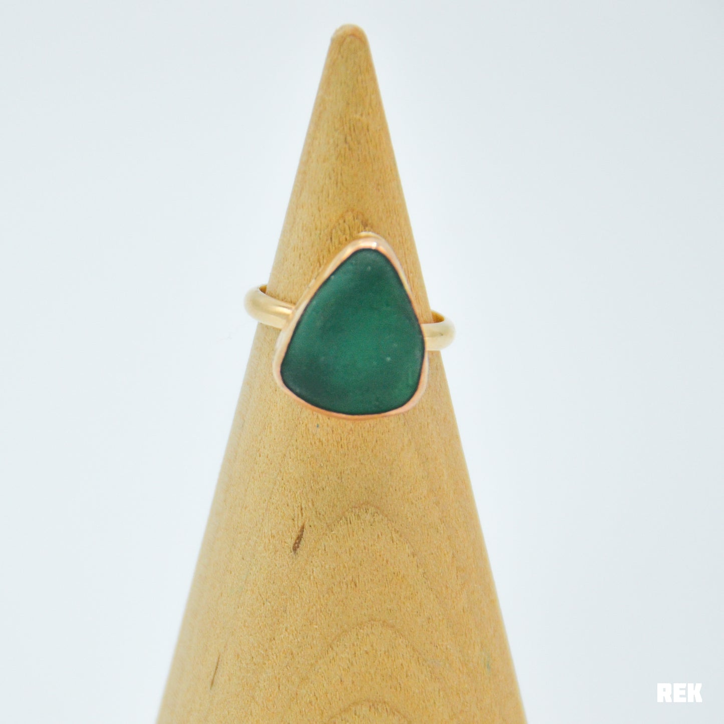 Gold fill xl teal/blue sea glass size 6