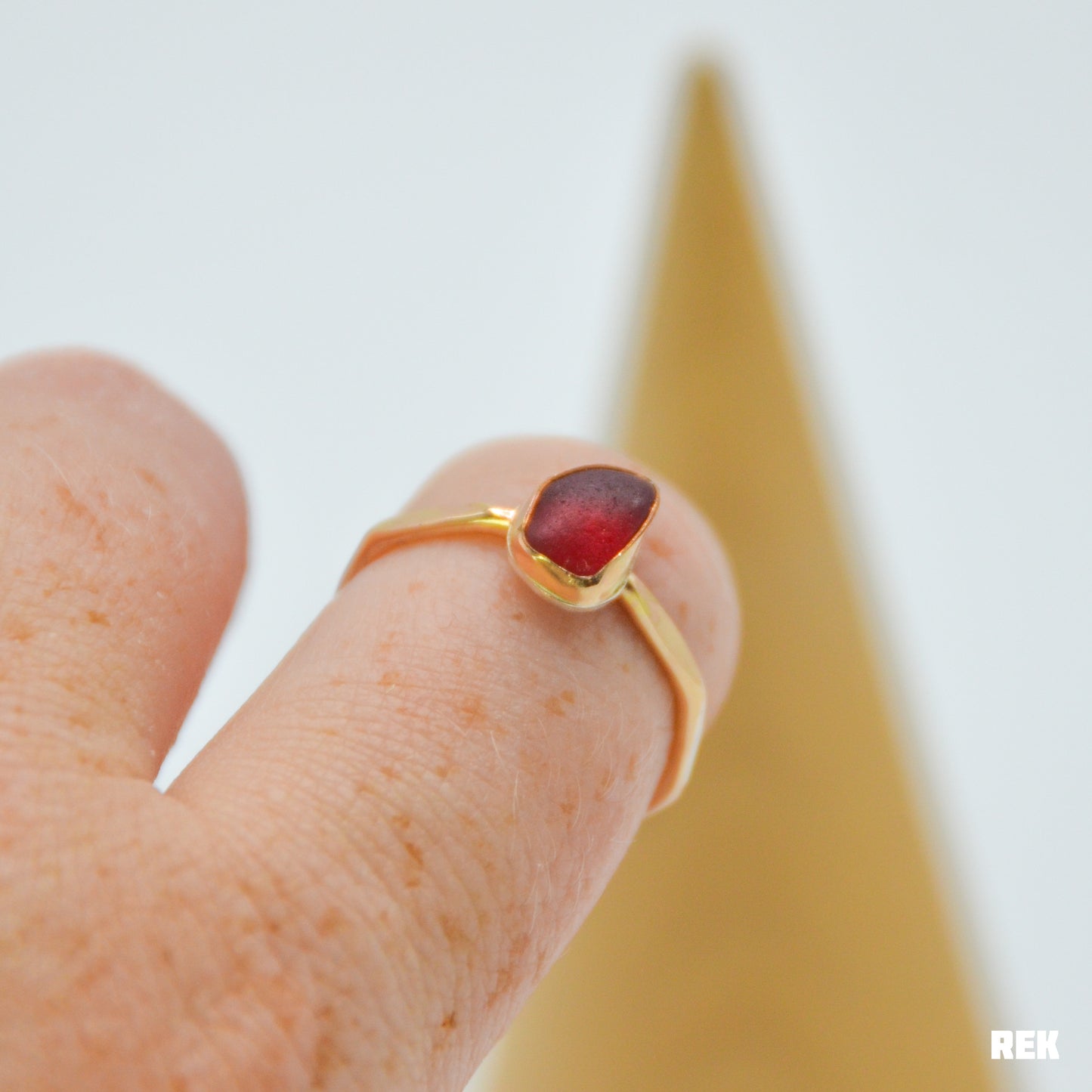 Gold fill red sea glass size 7.75
