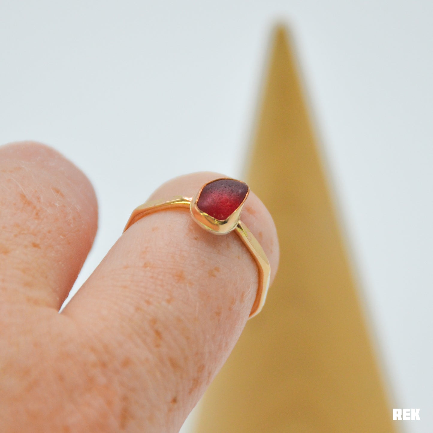 Gold fill red sea glass size 7.75