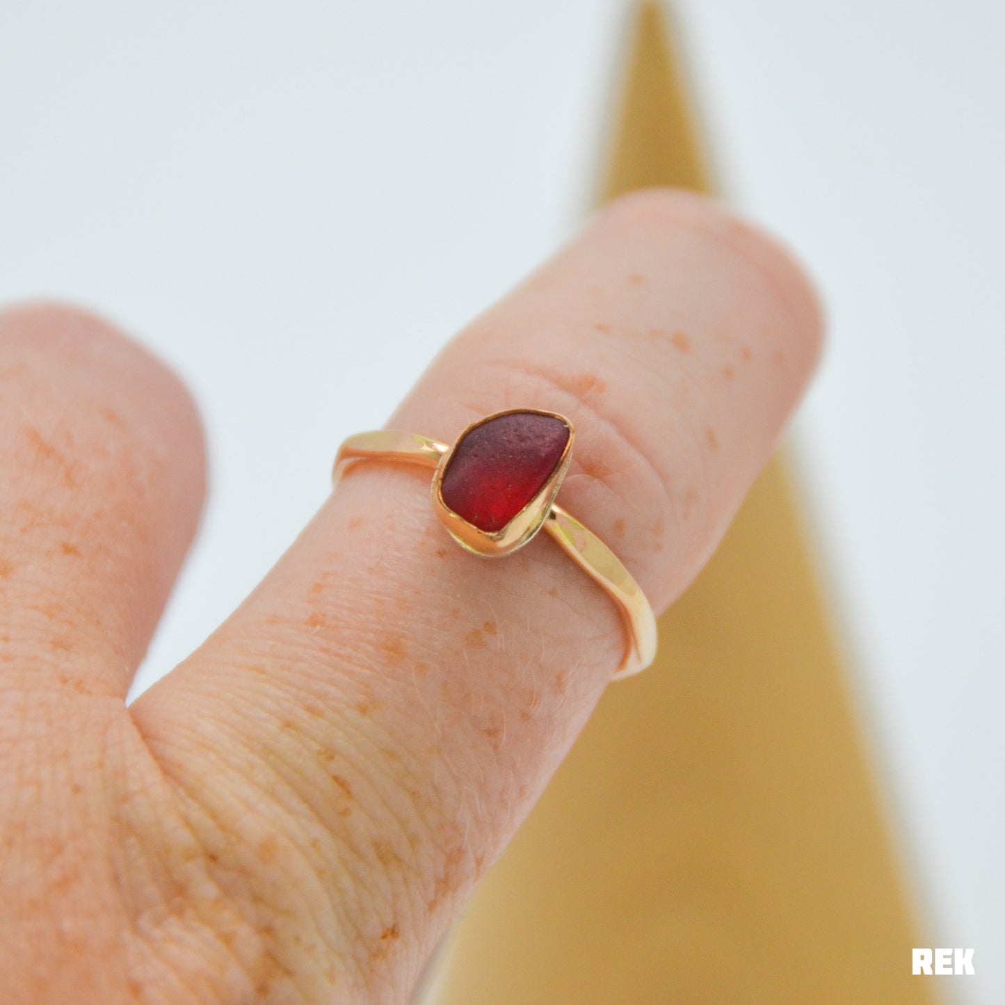 Gold fill red sea glass size 7.75
