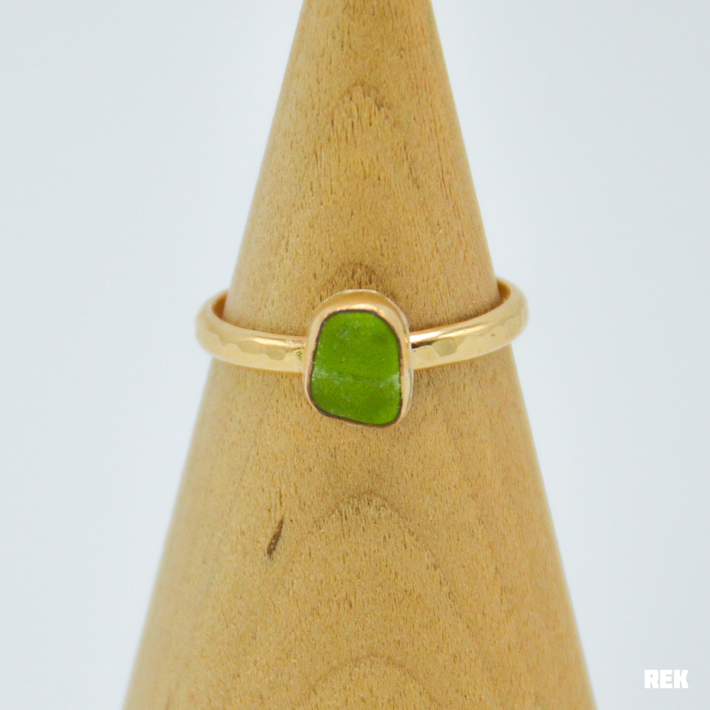 Gold fill lime green sea glass Size 9.25
