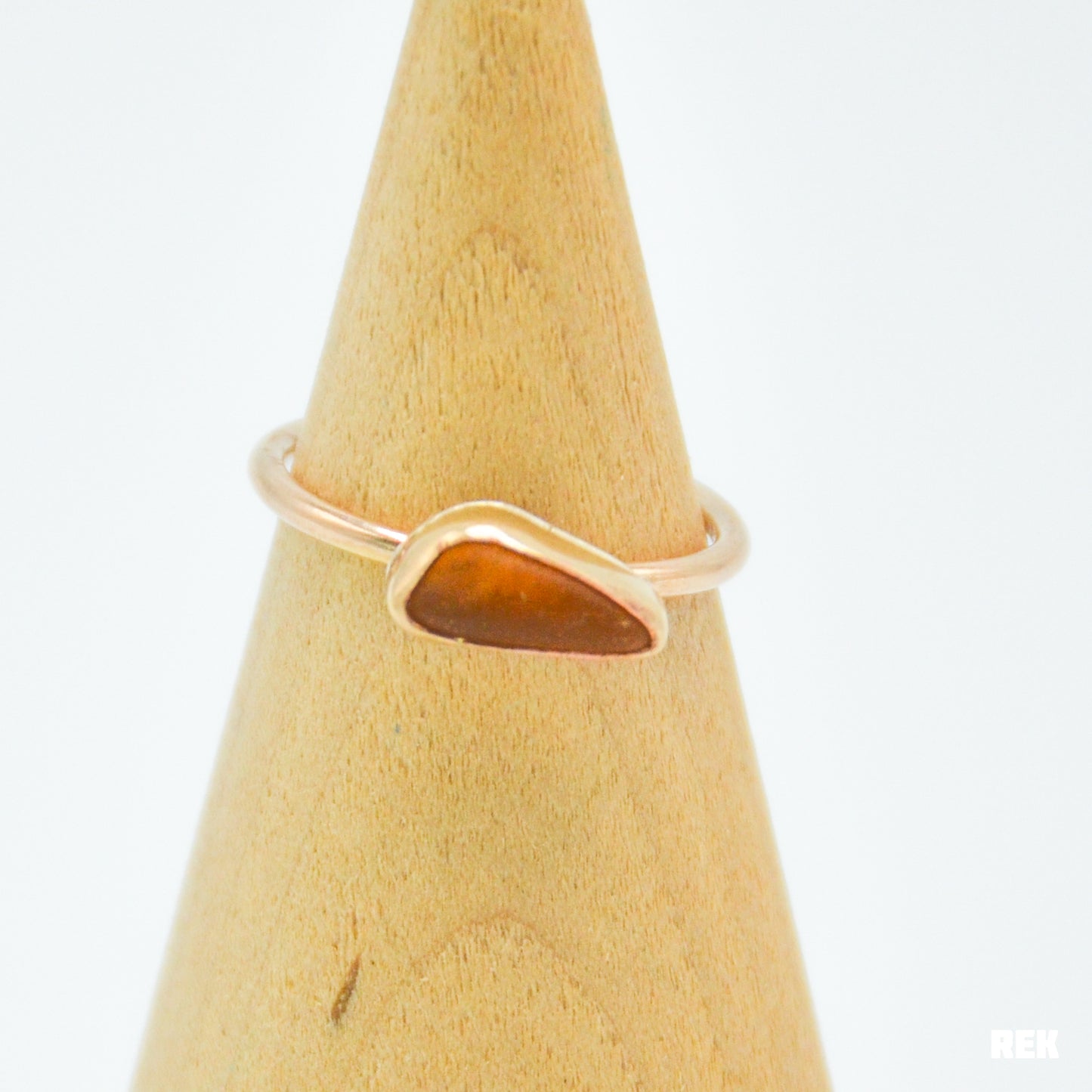 Gold Fill amber sea glass Size 6