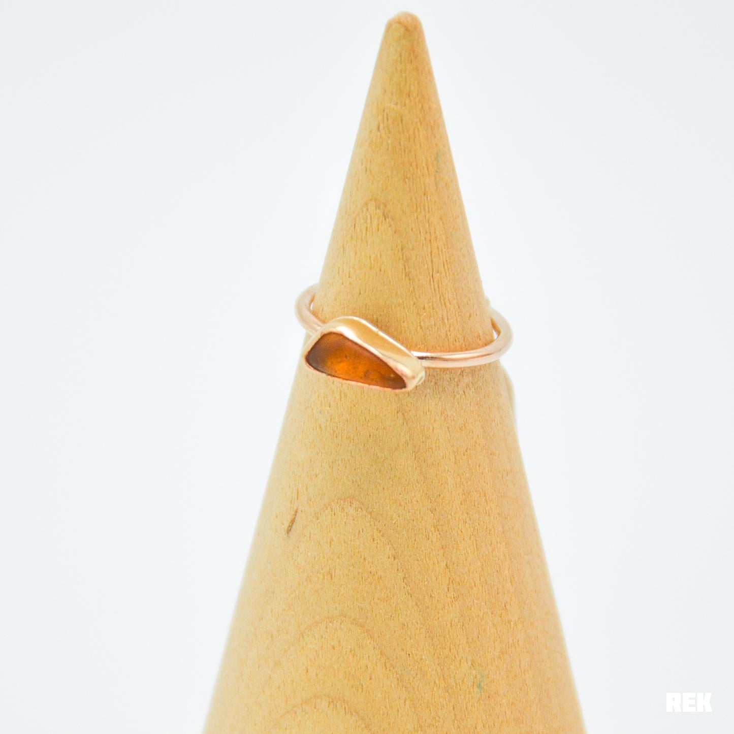 Gold Fill amber sea glass Size 6