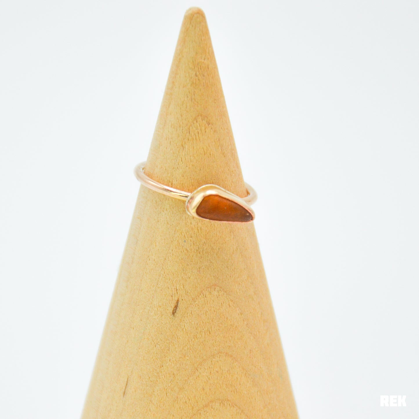 Gold Fill amber sea glass Size 6