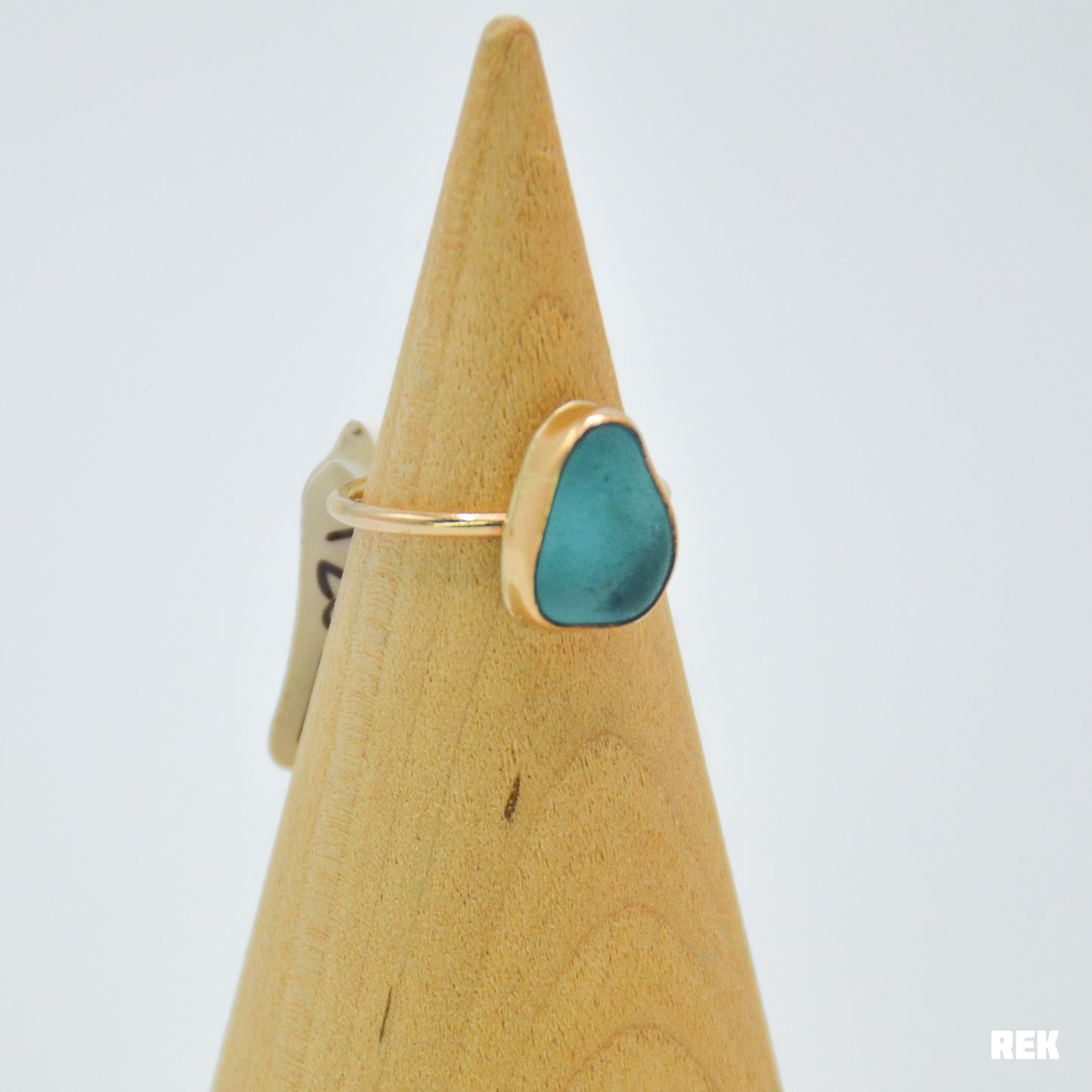 Gold fill large aqua sea glass size 7