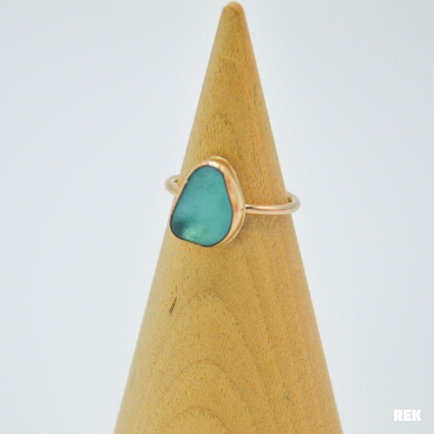Gold fill large aqua sea glass size 7