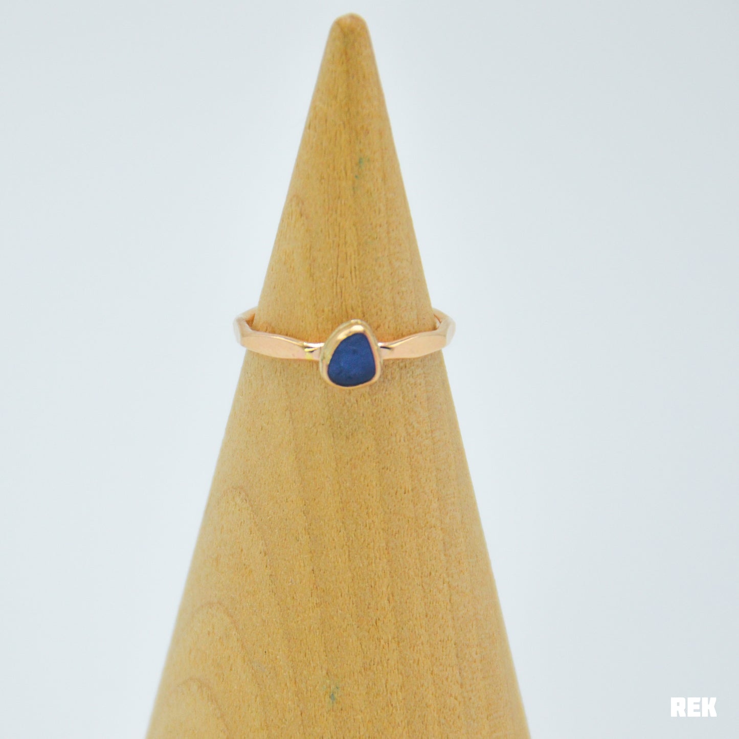 Gold fill tiny cornflower sea glass size 6.5