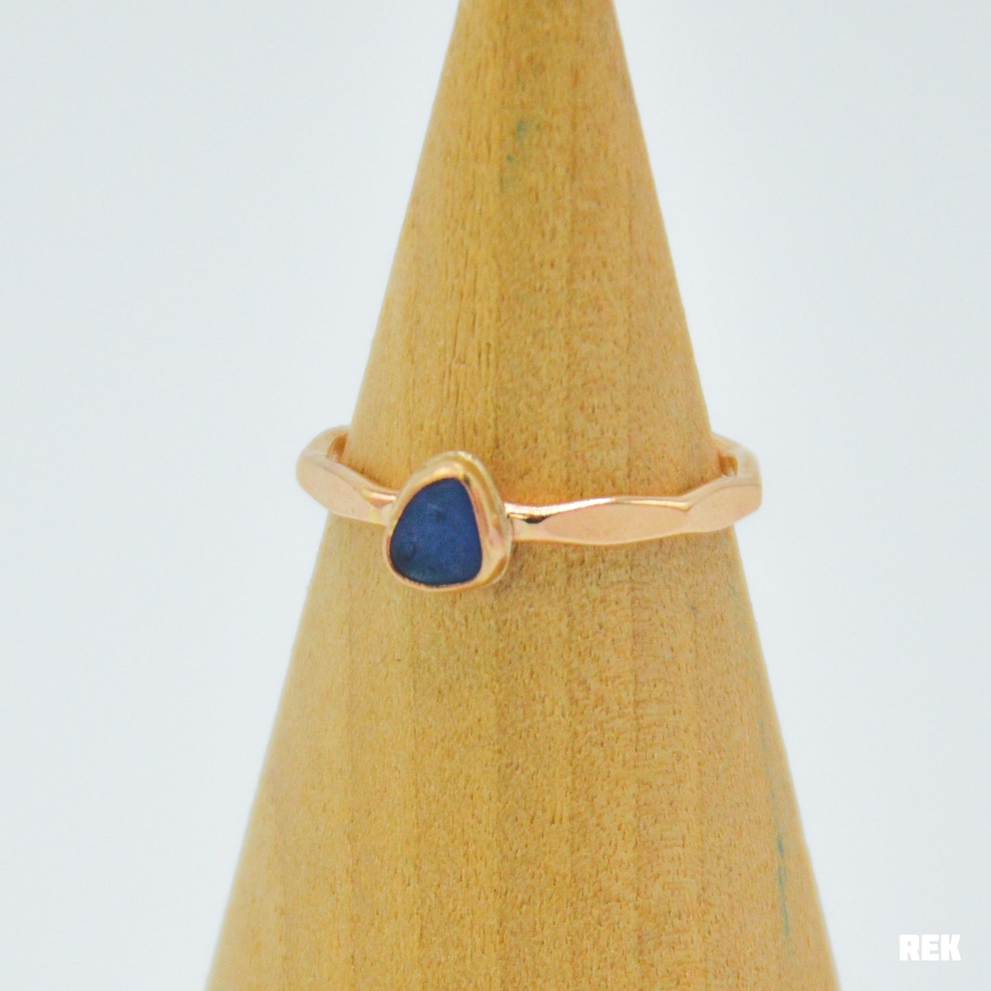 Gold fill tiny cornflower sea glass size 6.5