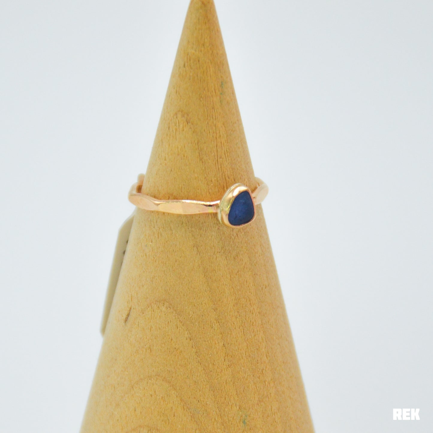 Gold fill tiny cornflower sea glass size 6.5
